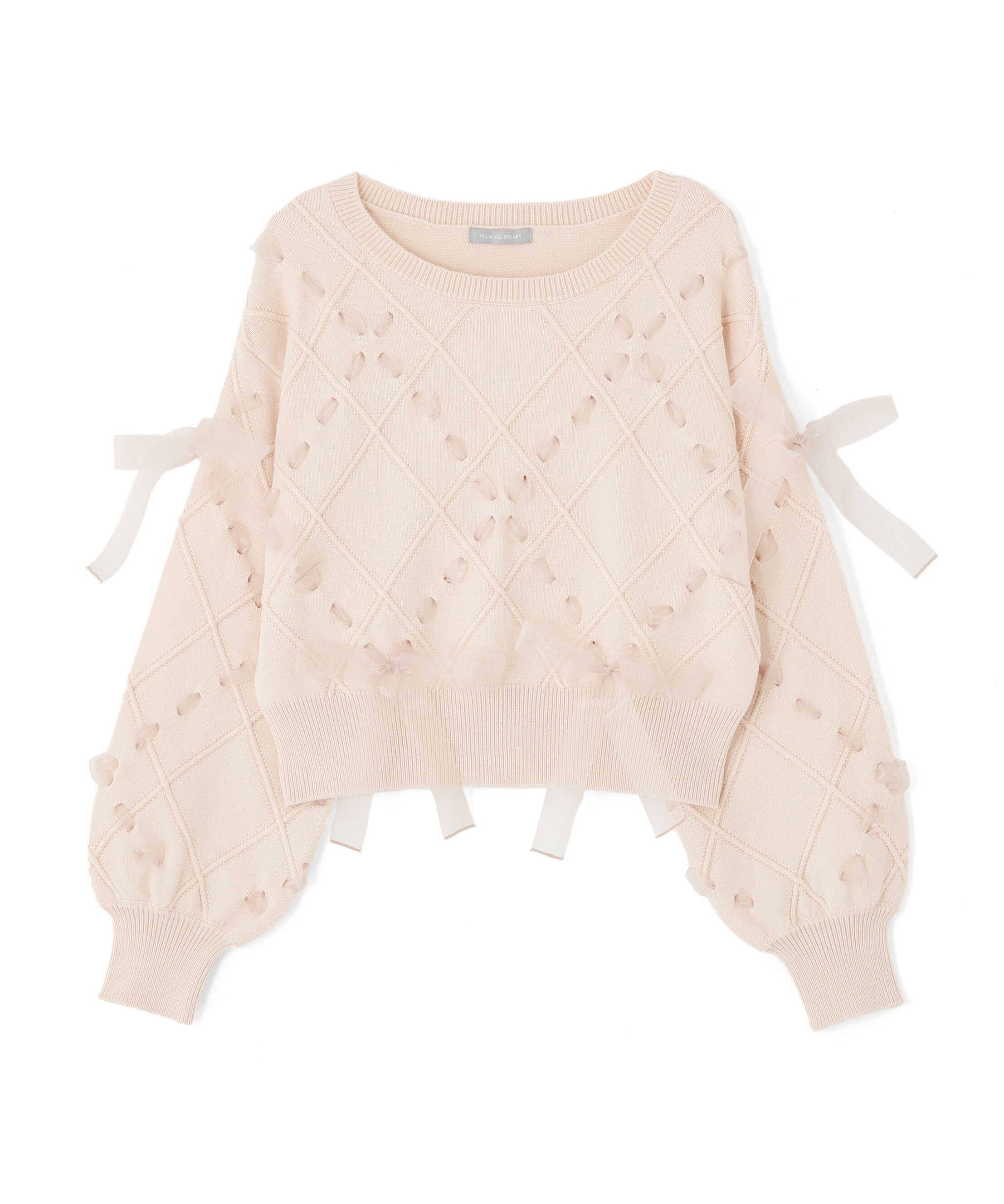  「ダイヤ柄リボンニット」|ニット・セーター|