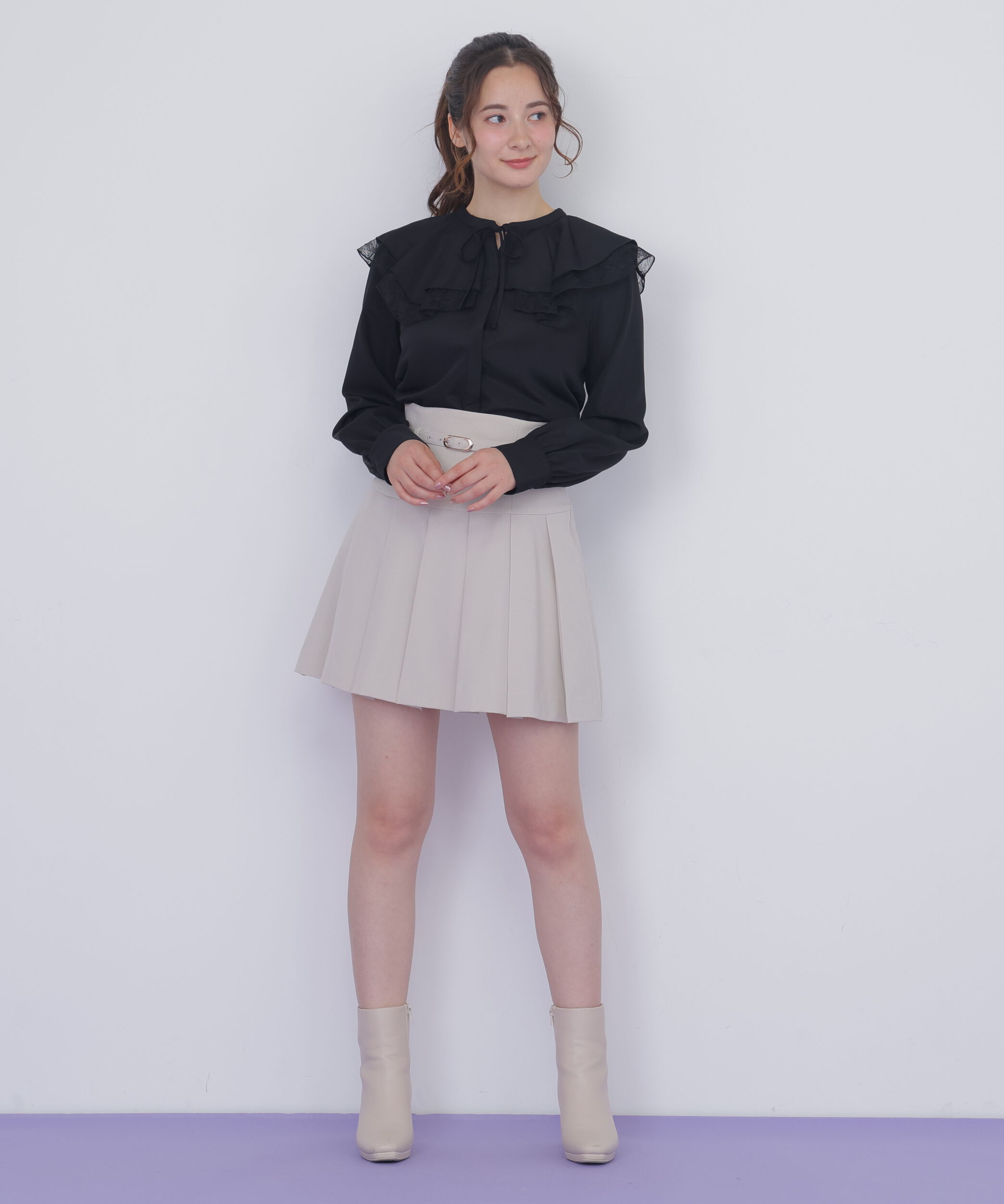  「ビッグカラーレースレイヤードブラウス」|シャツ・ブラウス|