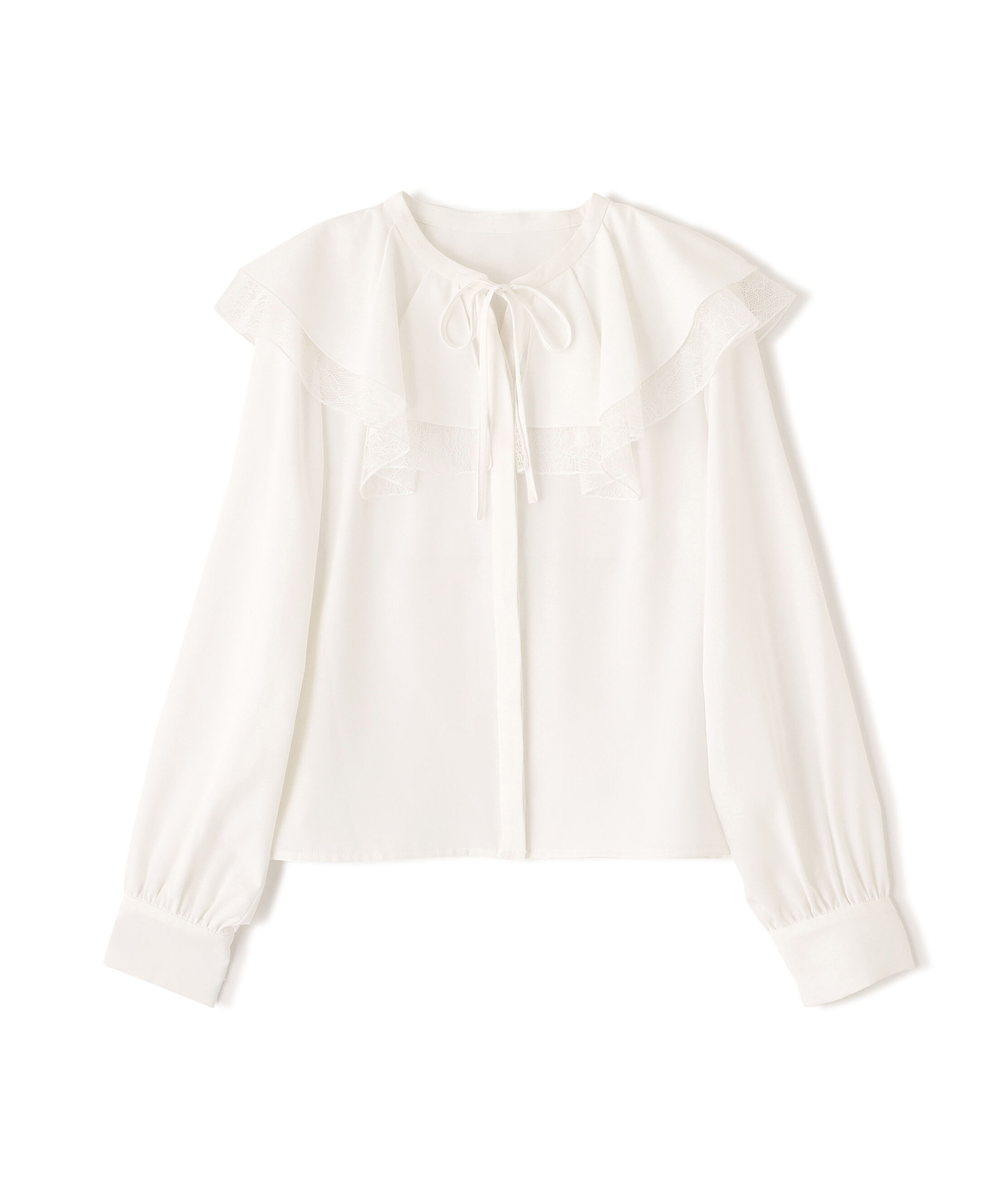  「ビッグカラーレースレイヤードブラウス」|シャツ・ブラウス|