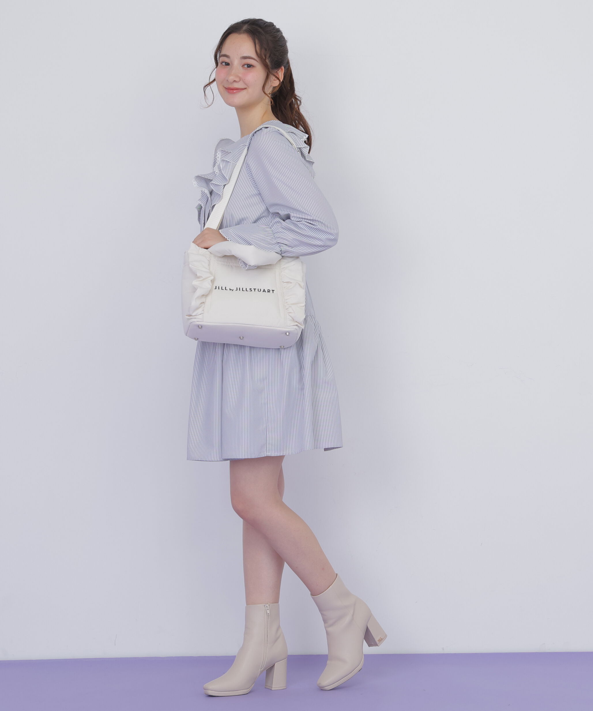  「ストライプレースミニワンピース」|ワンピース|