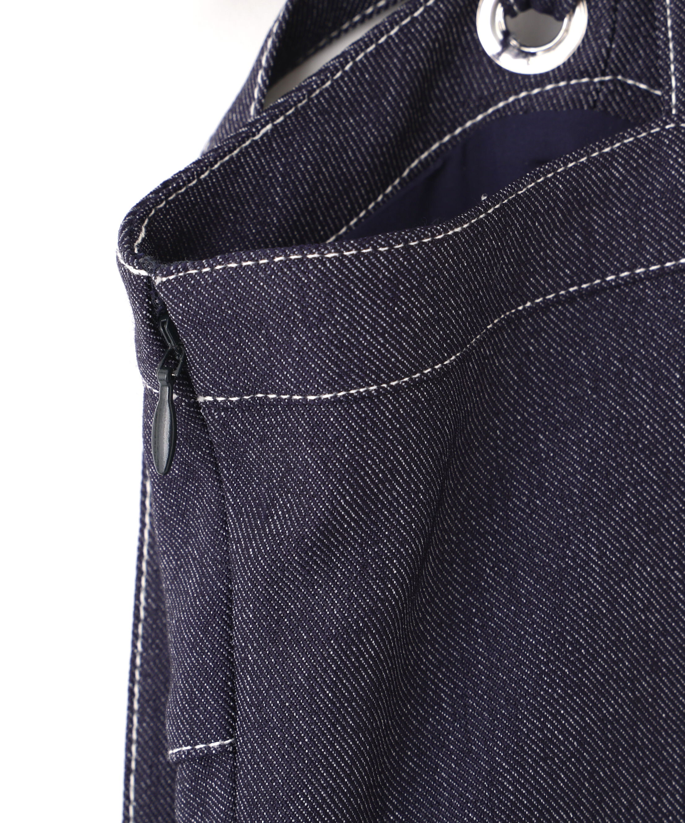  「デニムライク配色ステッチビスチェジャンスカ」|ワンピース|