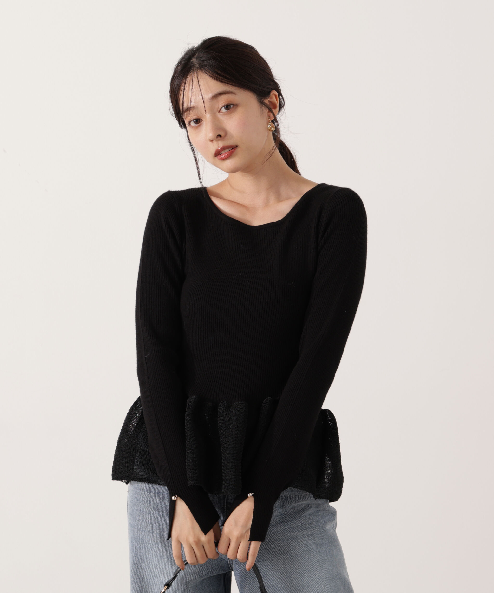 PROPORTION BODY DRESSING「＜ウォッシャブル＞ペプラムリブニット 25AW」|ニット・セーター|