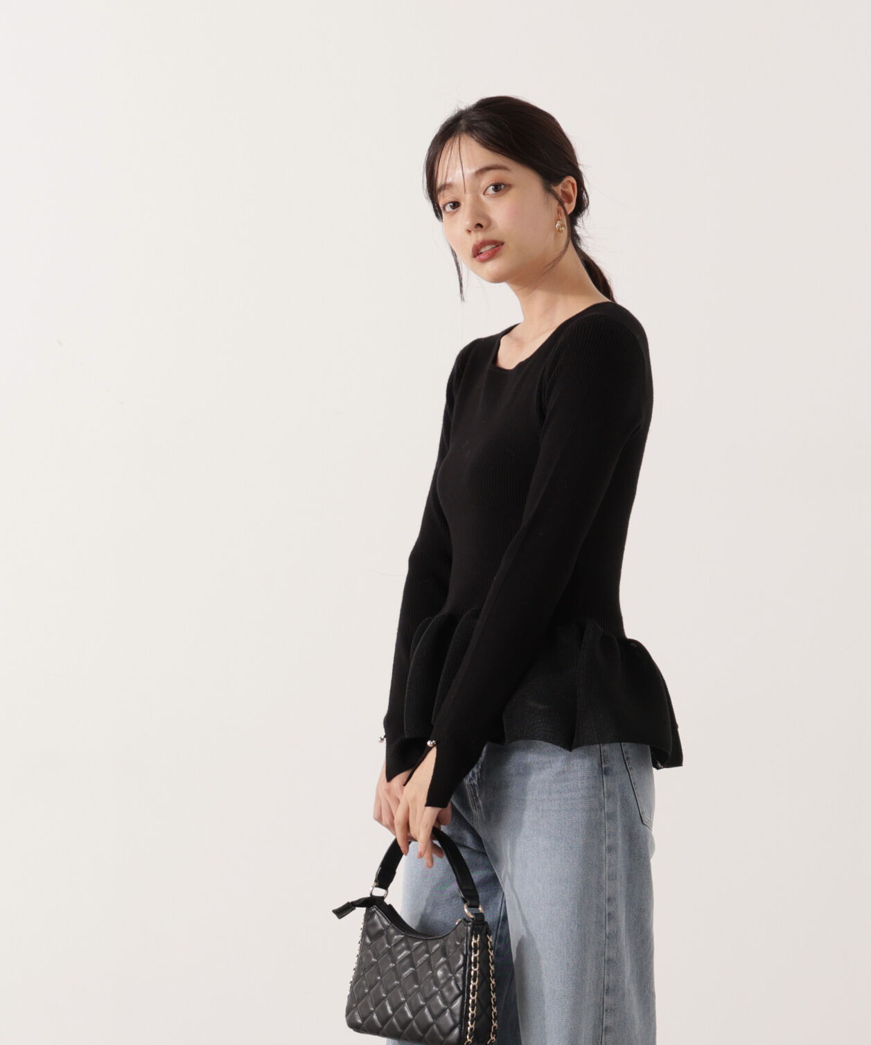 PROPORTION BODY DRESSING「＜ウォッシャブル＞ペプラムリブニット 25AW」|ニット・セーター|