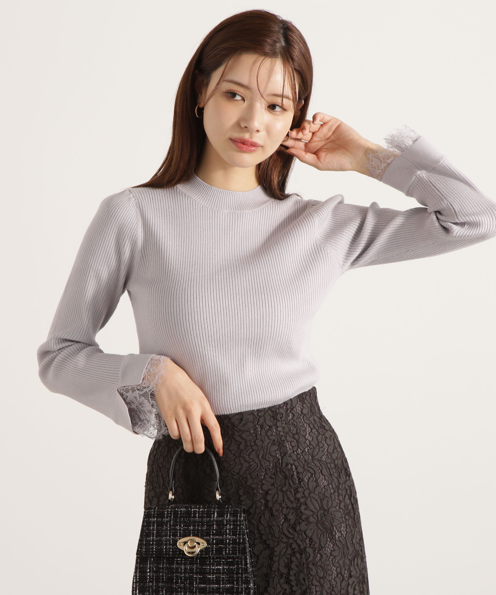 PROPORTION BODY DRESSING「レースドッキングスリーブニット 25AW」|ニット・セーター|