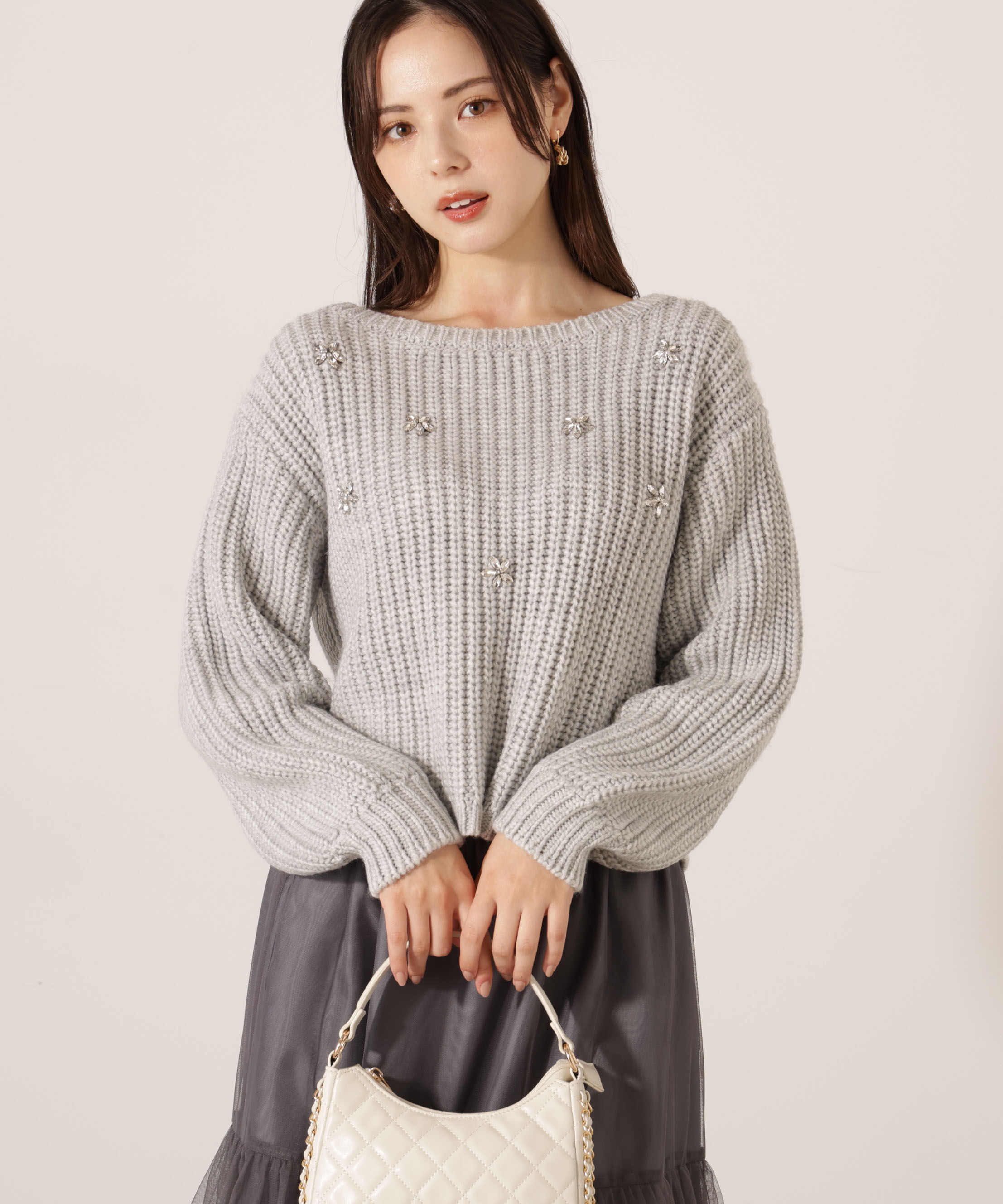 PROPORTION BODY DRESSING「ビジュー付畔ニット　25AW」|ニット・セーター|