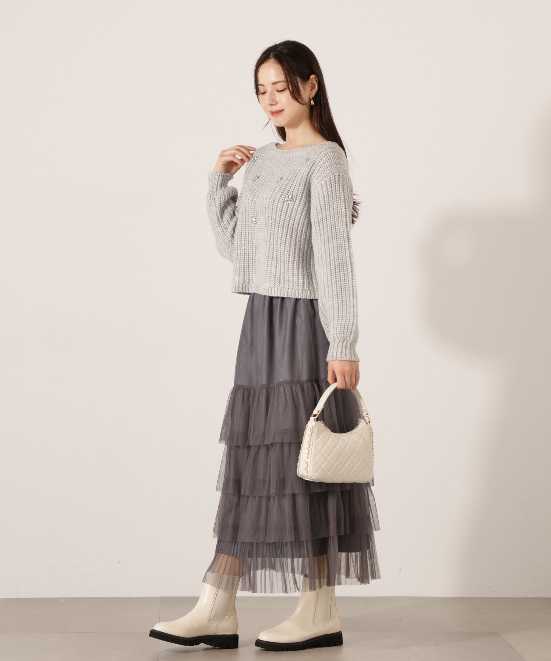 PROPORTION BODY DRESSING「ビジュー付畔ニット　25AW」|ニット・セーター|