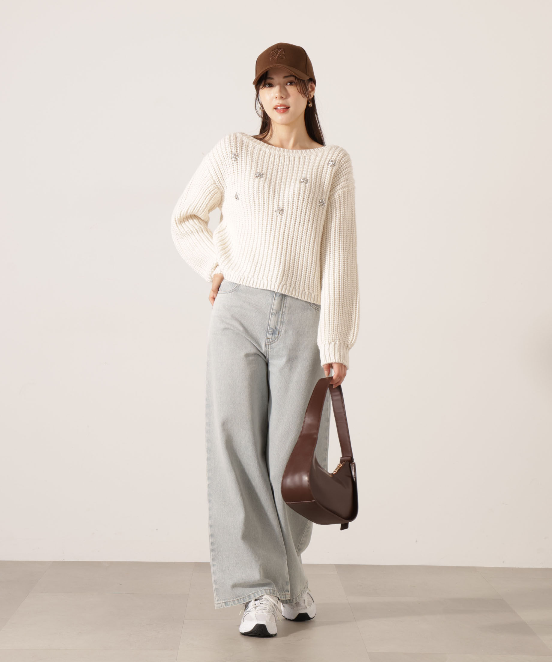 PROPORTION BODY DRESSING「ビジュー付畔ニット　25AW」|ニット・セーター|