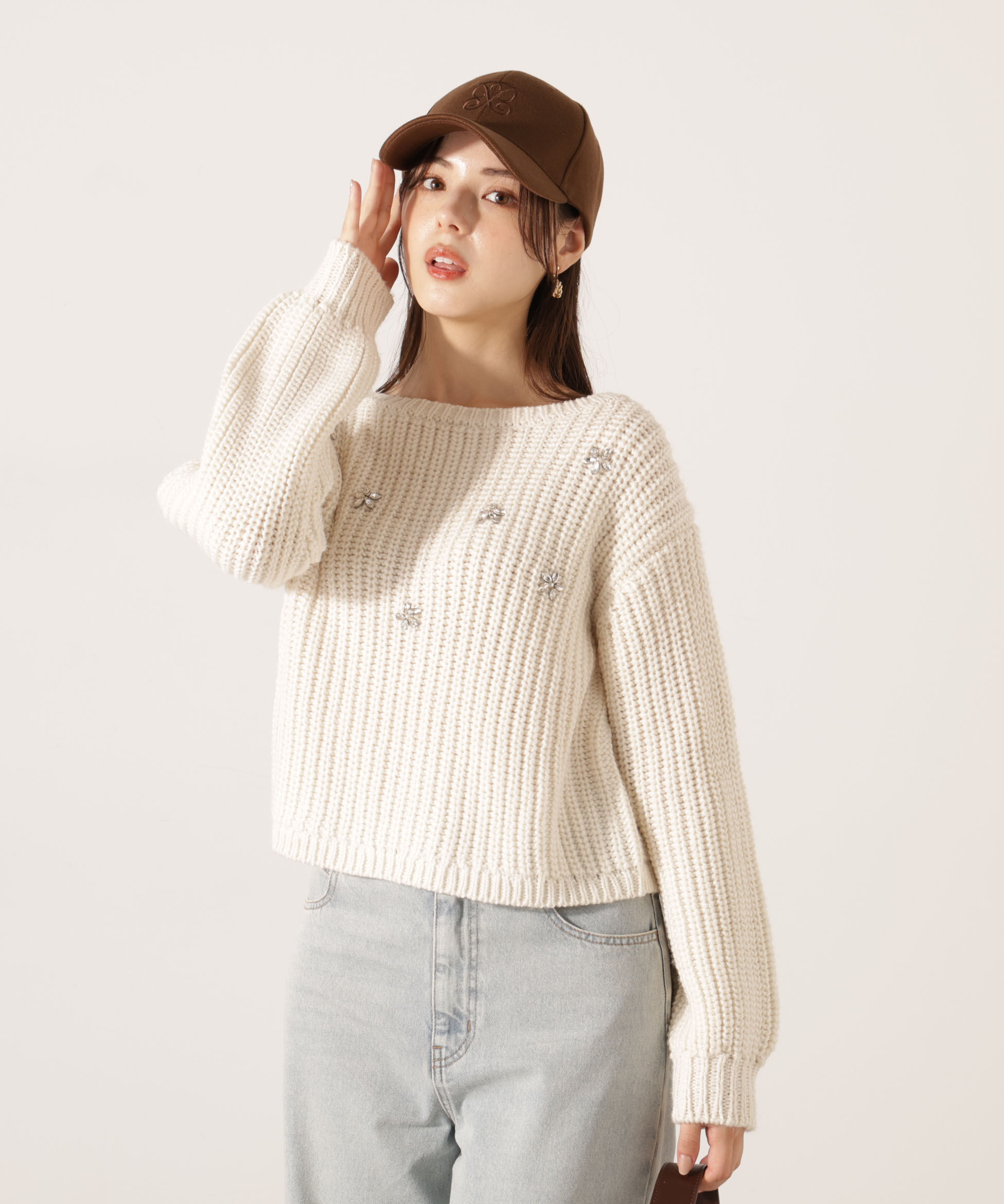 PROPORTION BODY DRESSING「ビジュー付畔ニット　25AW」|ニット・セーター|