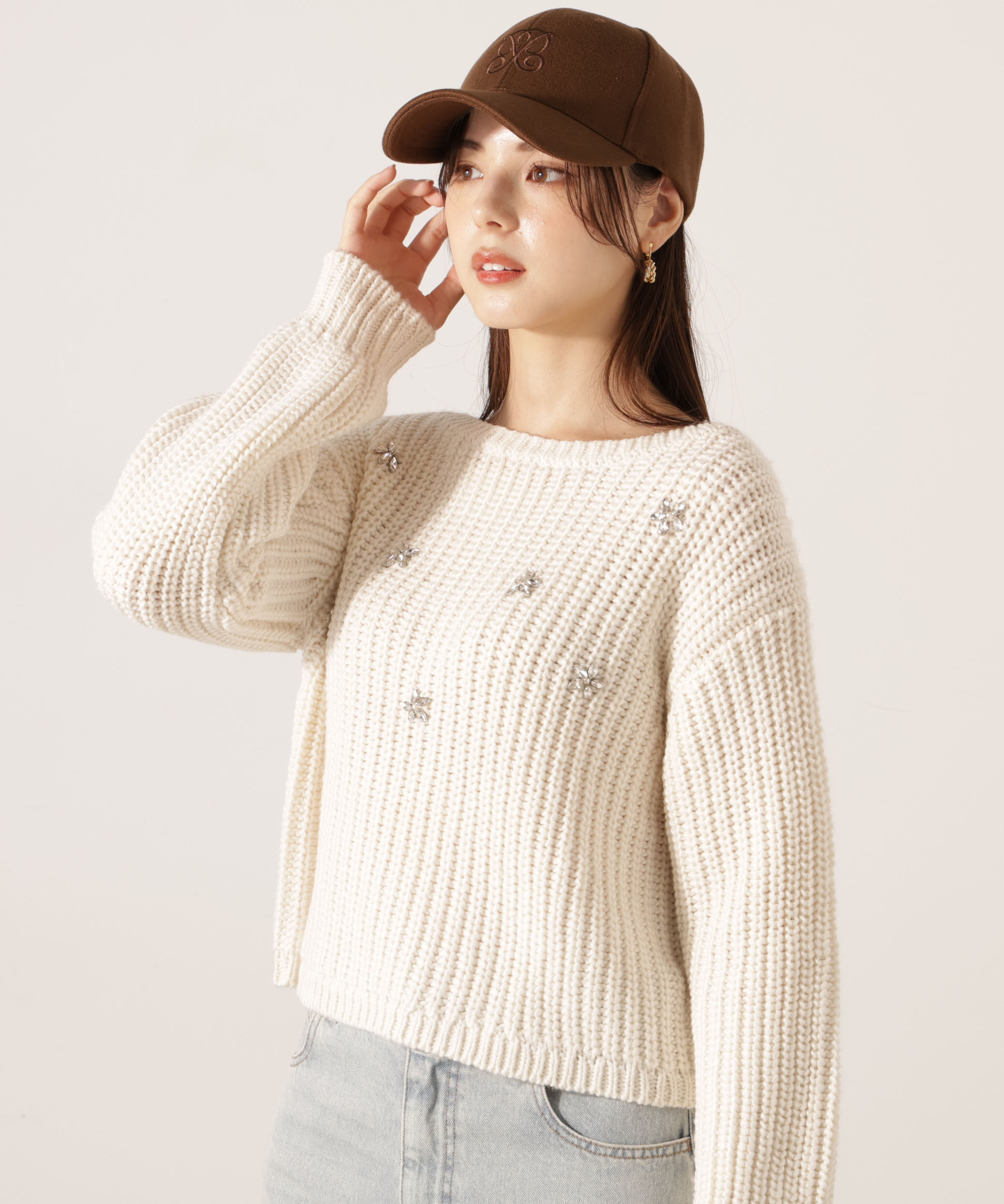 PROPORTION BODY DRESSING「ビジュー付畔ニット　25AW」|ニット・セーター|