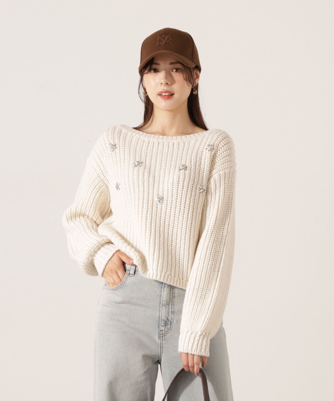 PROPORTION BODY DRESSING「ビジュー付畔ニット　25AW」|ニット・セーター|