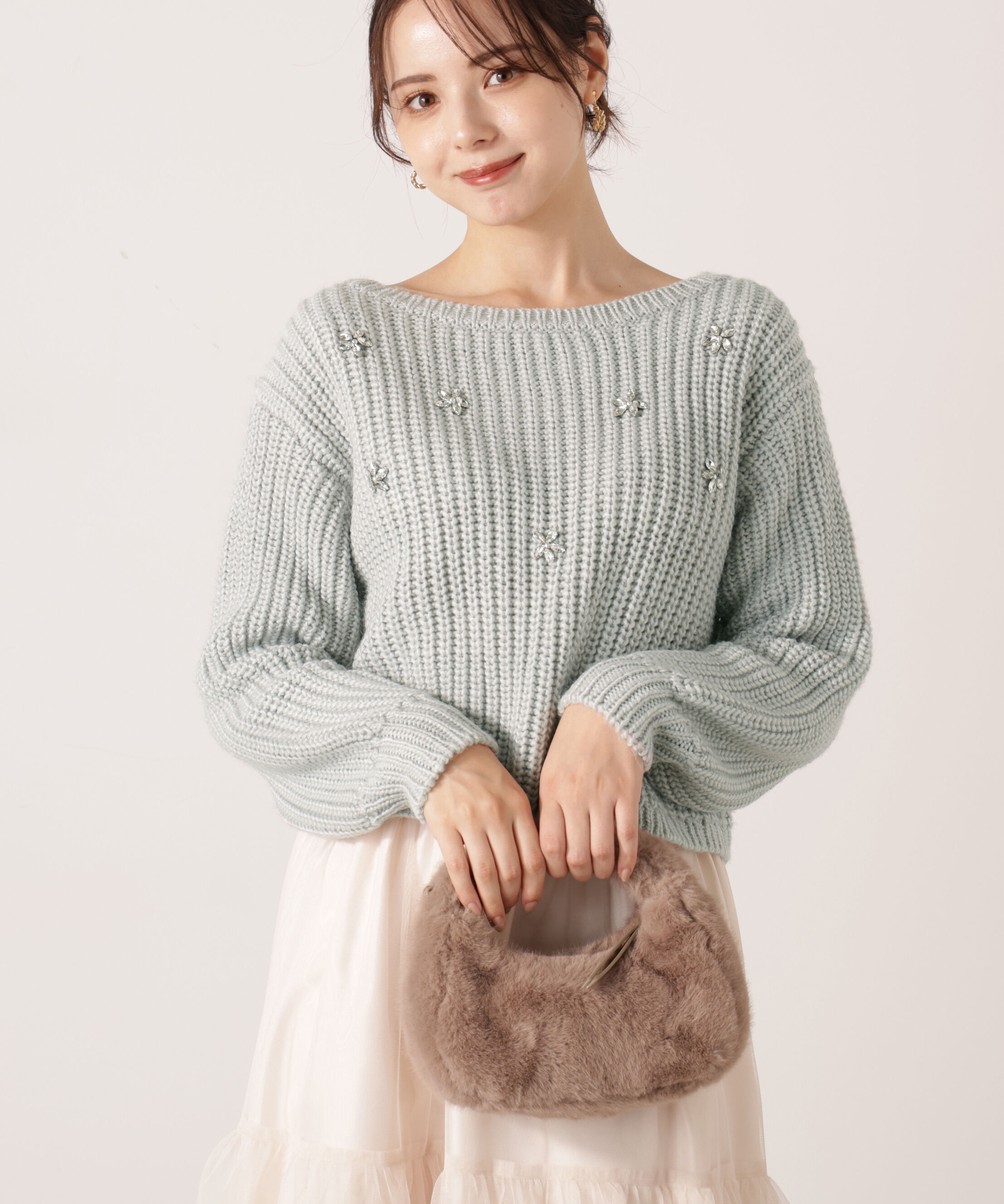 PROPORTION BODY DRESSING「ビジュー付畔ニット　25AW」|ニット・セーター|