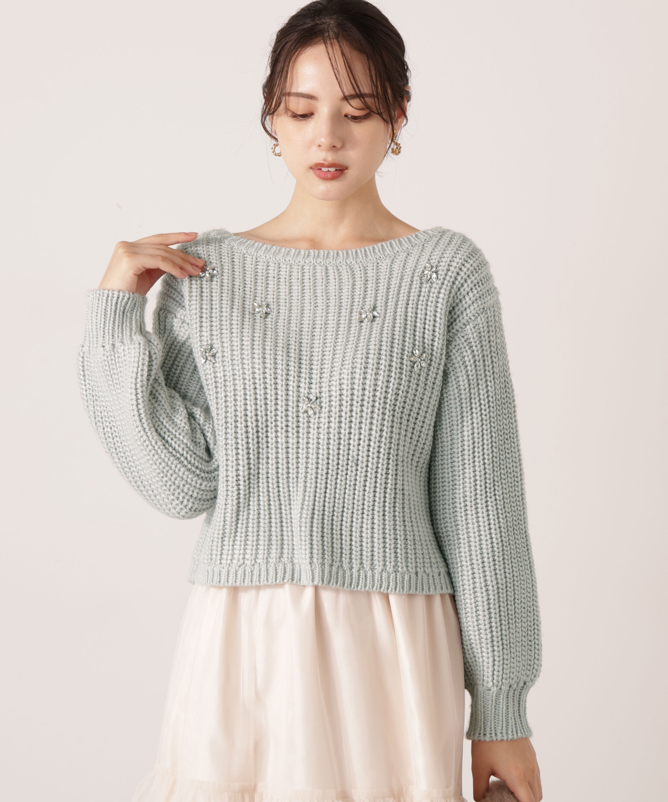 PROPORTION BODY DRESSING「ビジュー付畔ニット　25AW」|ニット・セーター|