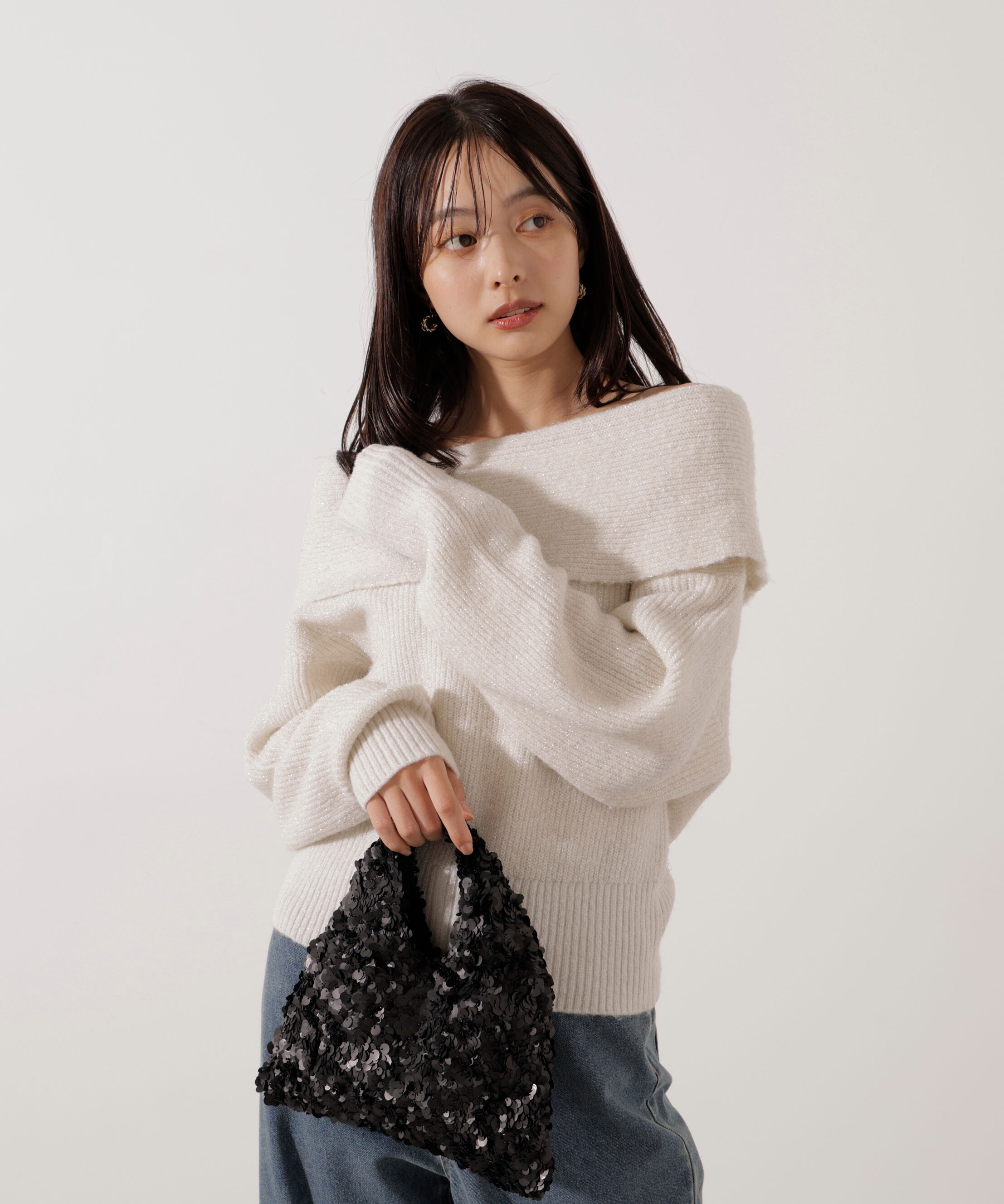 PROPORTION BODY DRESSING「ラメ入りオフショルニット」|ニット・セーター|