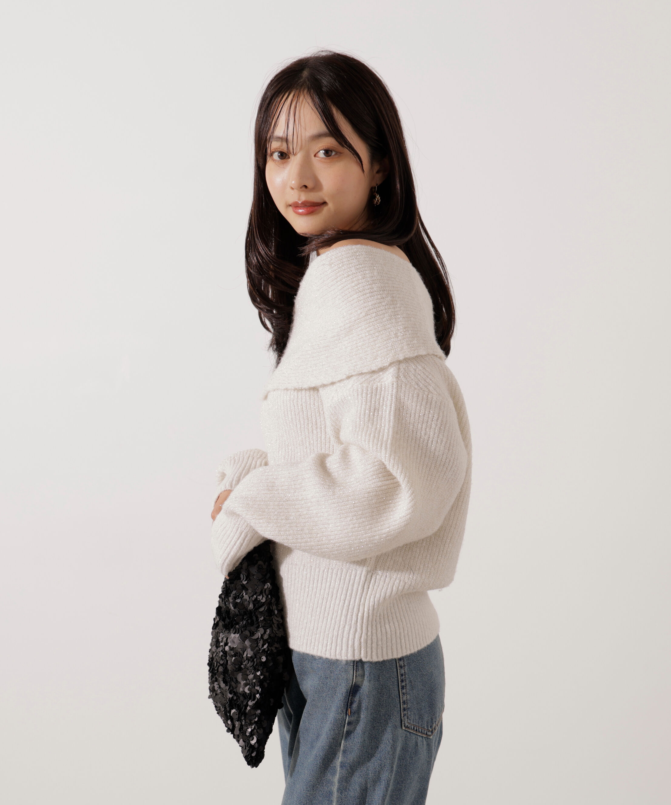 PROPORTION BODY DRESSING「ラメ入りオフショルニット」|ニット・セーター|