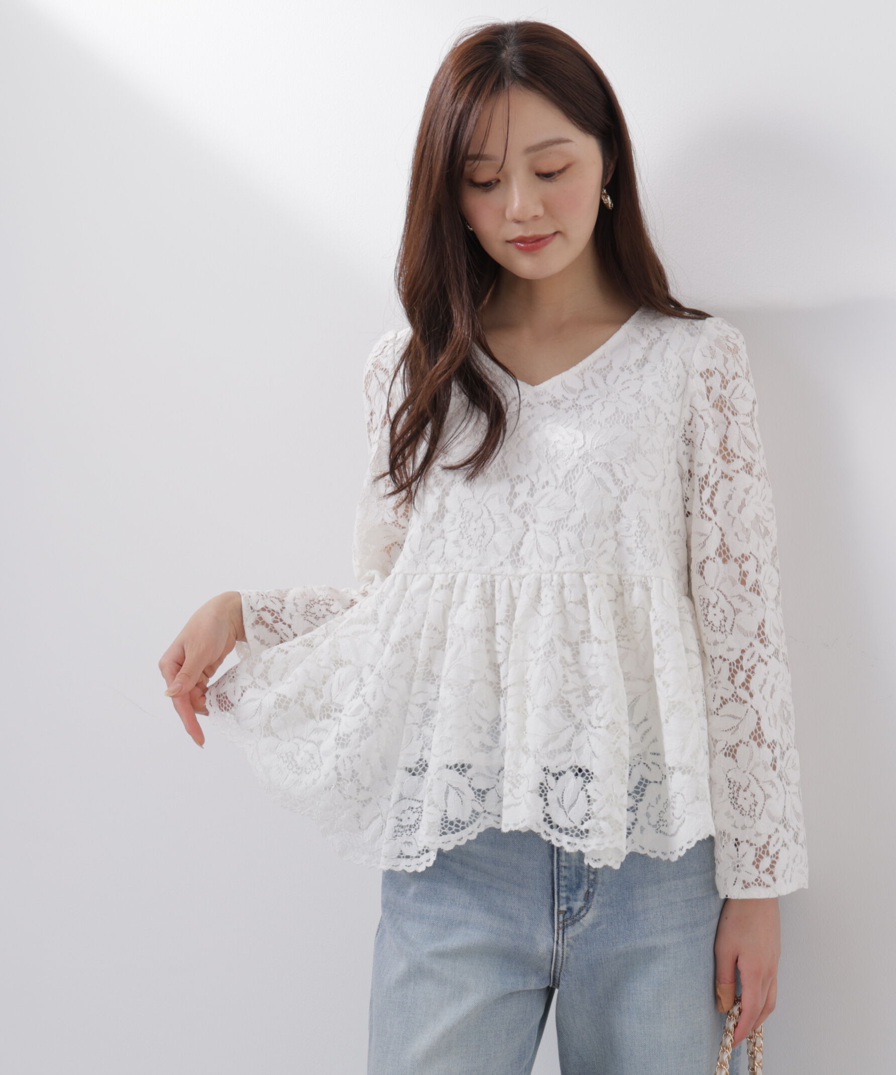 PROPORTION BODY DRESSING「レースペプラムブラウス　26SS」|シャツ・ブラウス|