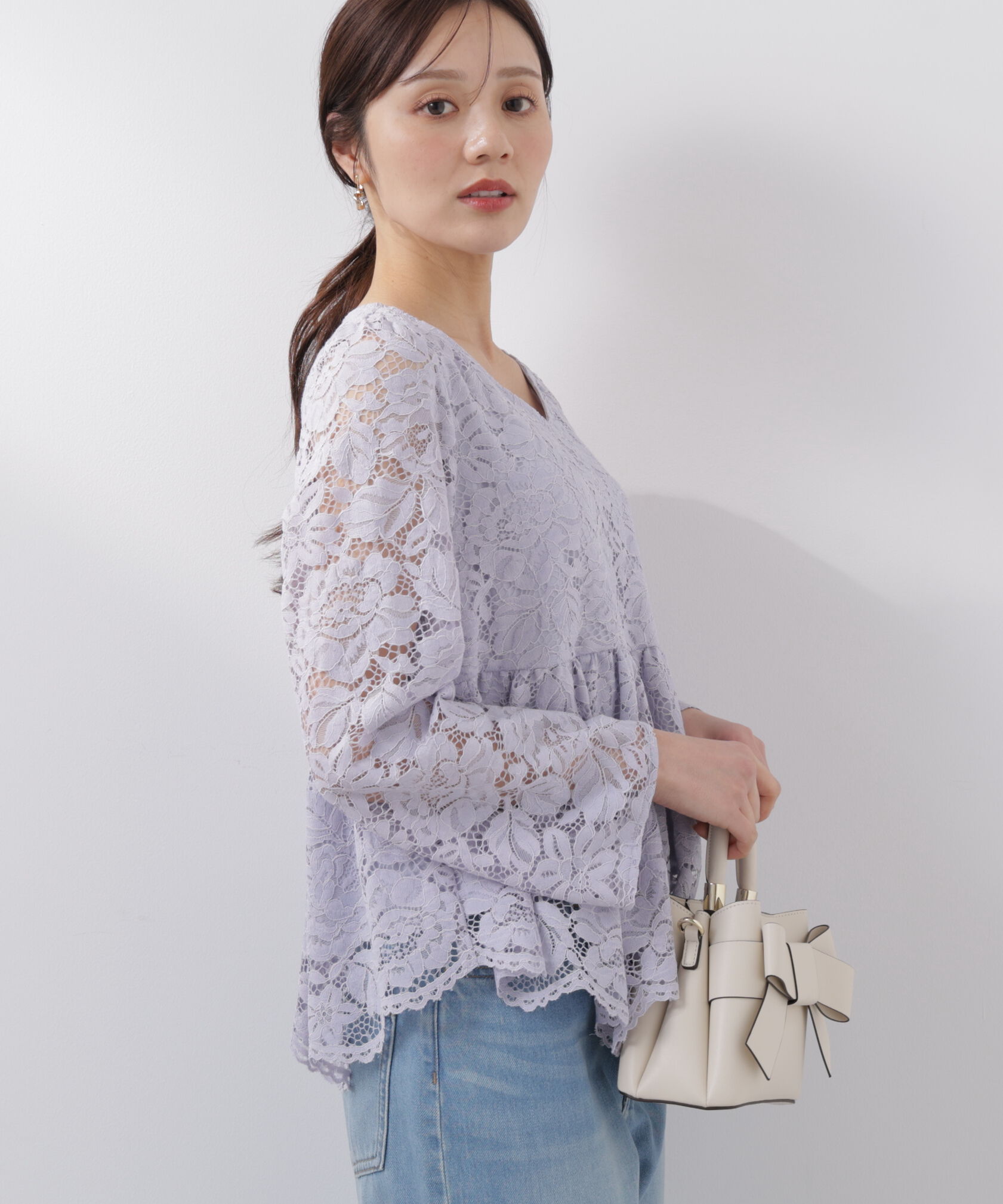 PROPORTION BODY DRESSING「レースペプラムブラウス　26SS」|シャツ・ブラウス|