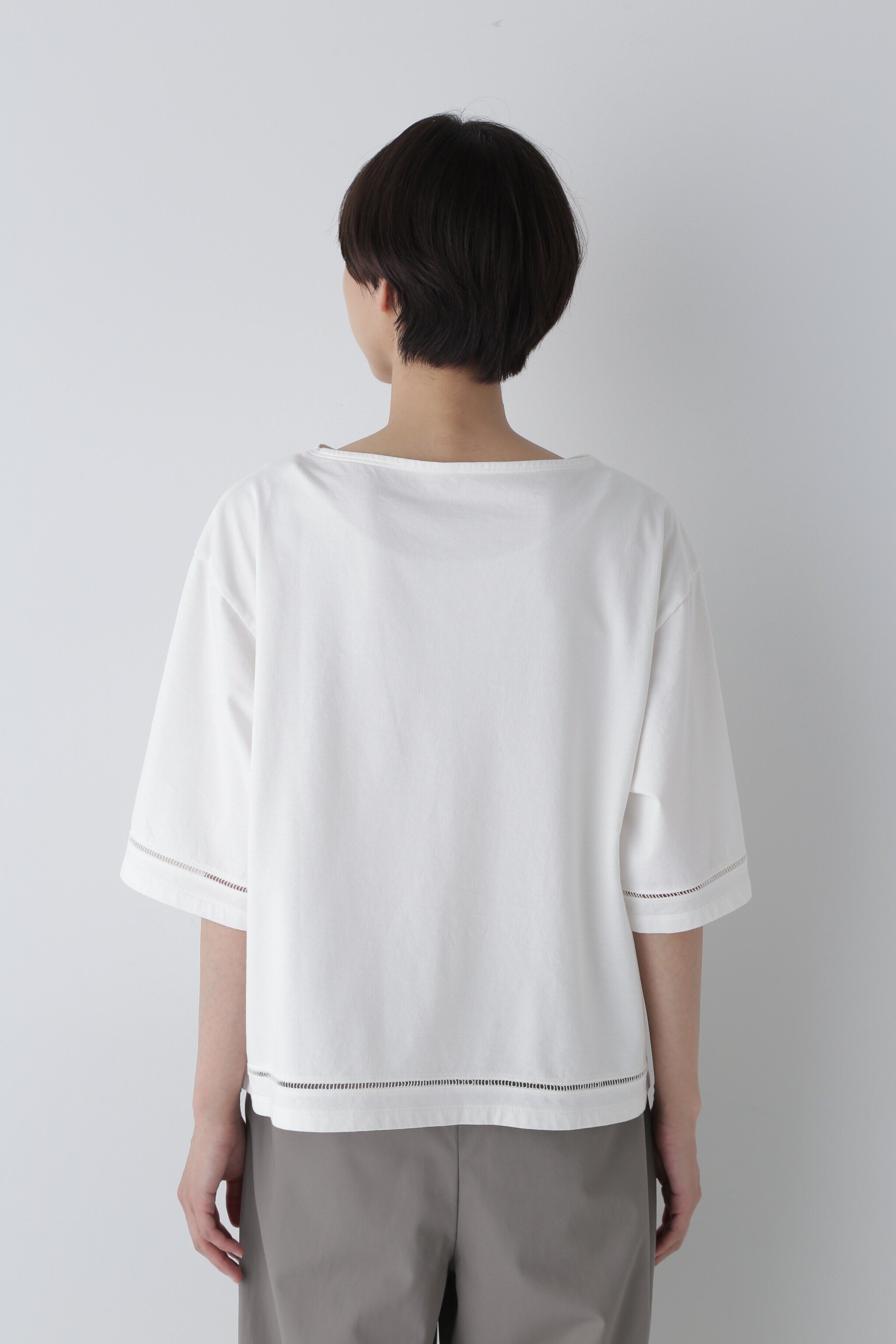  「◆ハイゲージ裏毛レースコンビカットソープルオーバー」|Tシャツ・カットソー|