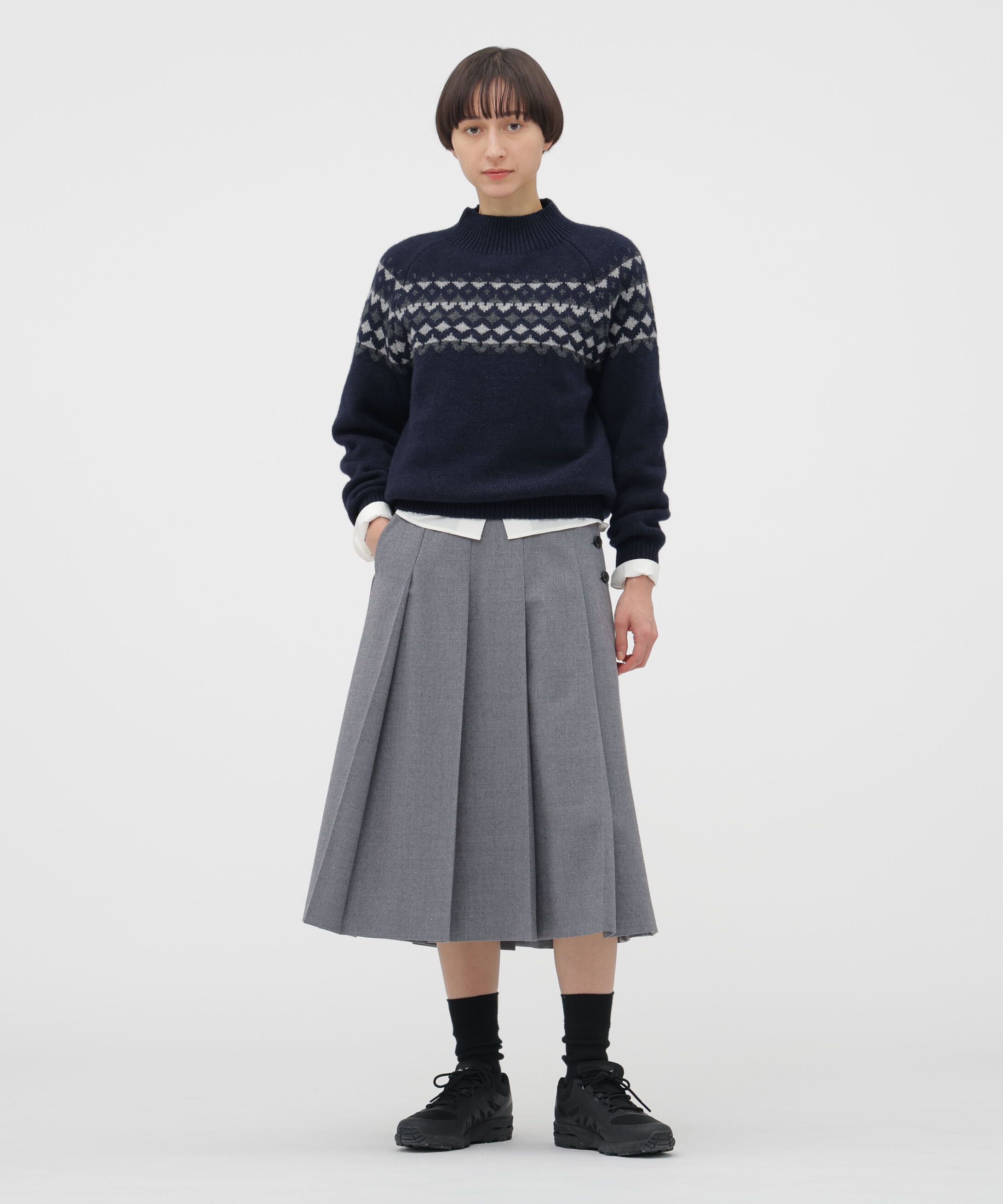  「FLANNEL WOOL SKIRT」|スカート|MID GREY2