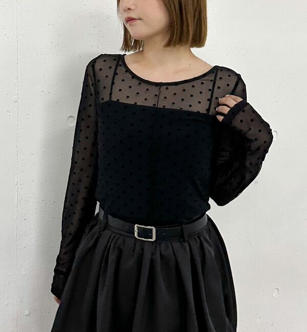 archives「フロッキードットＴＯＰＳ」|Tシャツ・カットソー|BLACK