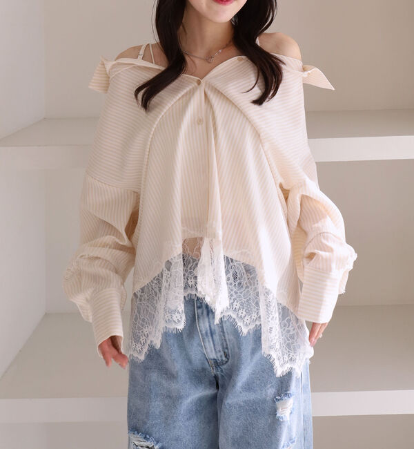 archives「レースコンビ２ｗａｙオフショルシャツ」|シャツ・ブラウス|