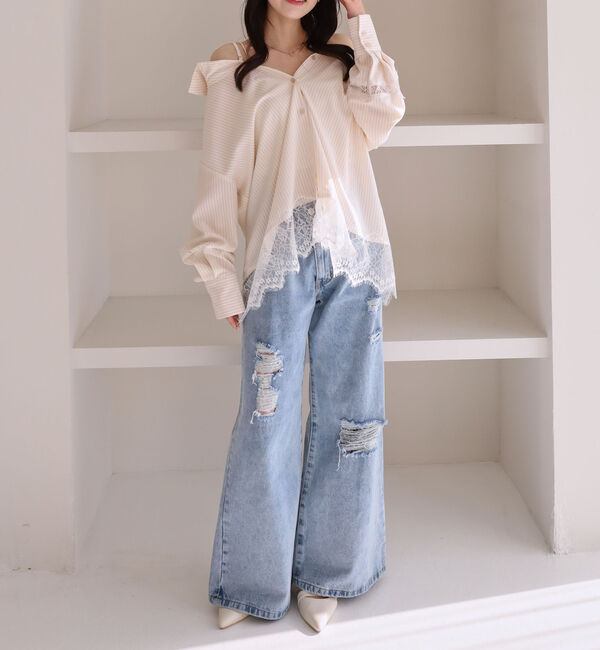 archives「レースコンビ２ｗａｙオフショルシャツ」|シャツ・ブラウス|