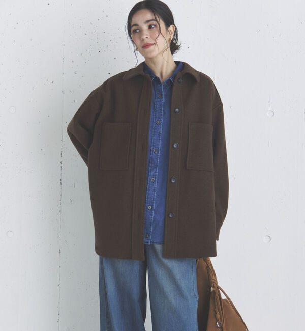 Doux archives「ジャージメルトンシャツジャケット」|テーラードジャケット|BROWN