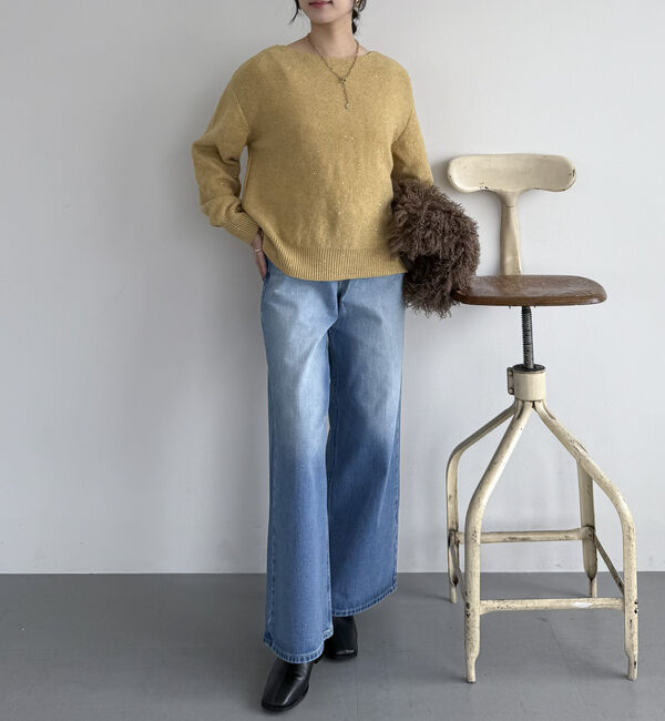 Doux archives「スパンコールボートネックニット」|ニット・セーター|