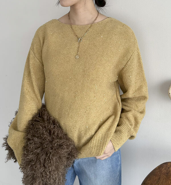 Doux archives「スパンコールボートネックニット」|ニット・セーター|