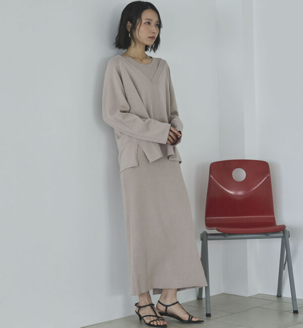 Doux archives「ＶネックニットＳＥＴリブワンピース」|ワンピース|GREIGE