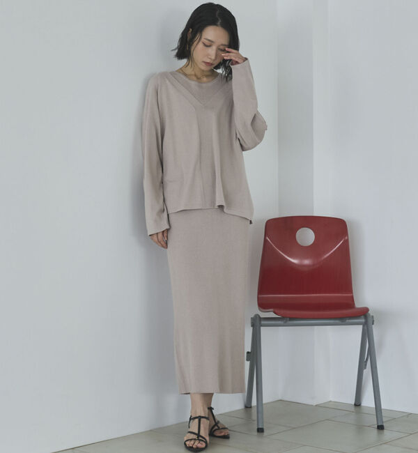 Doux archives「ＶネックニットＳＥＴリブワンピース」|ワンピース|