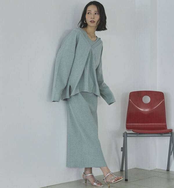 Doux archives「ＶネックニットＳＥＴリブワンピース」|ワンピース|MINT GREEN