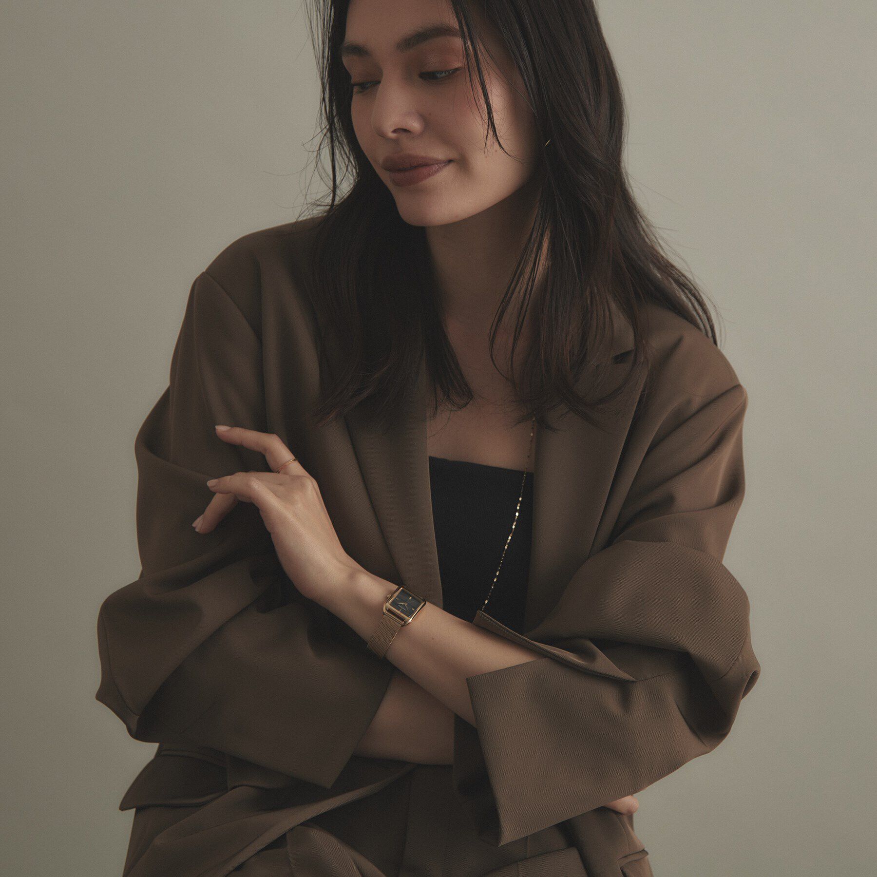 COCOSHNIK「RGスクエアメッシュベルト ウォッチ（ブラック）」|腕時計|