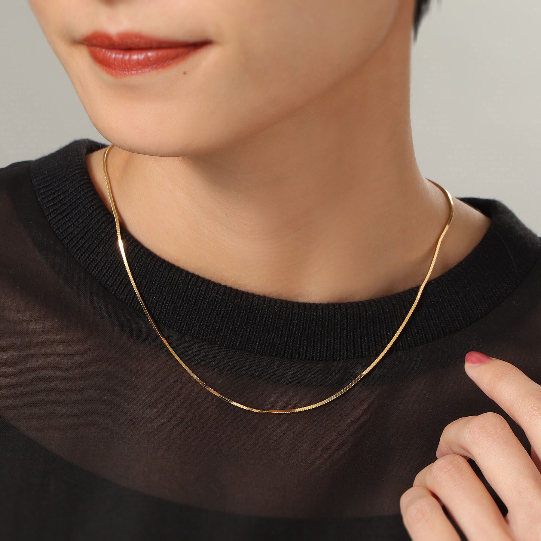 COCOSHNIK ONKITSCH「シルバー デザインチェーン コンパクトネックレス GP」|ネックレス|