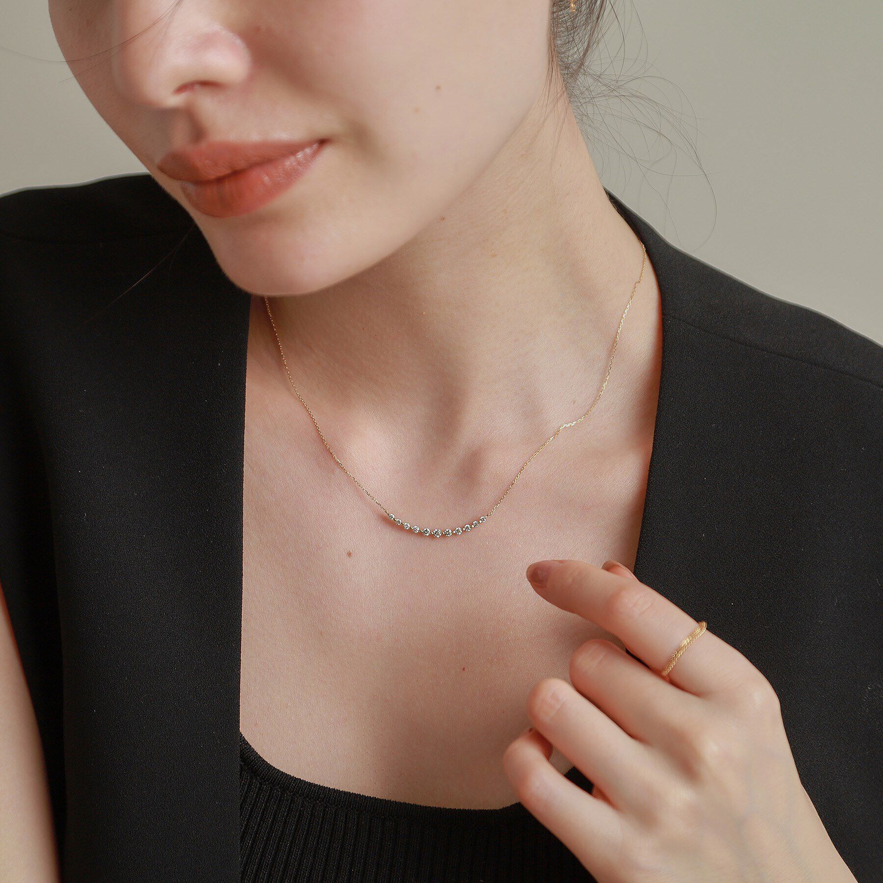 COCOSHNIK「K18ダイヤモンド グラデ11石 ネックレス」|ネックレス|