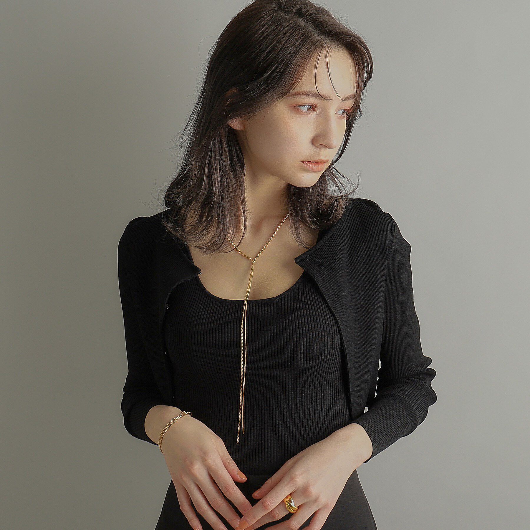 COCOSHNIK ONKITSCH「シルバー ミックスカーブチェーンフリンジ ネックレス GP」|ネックレス|