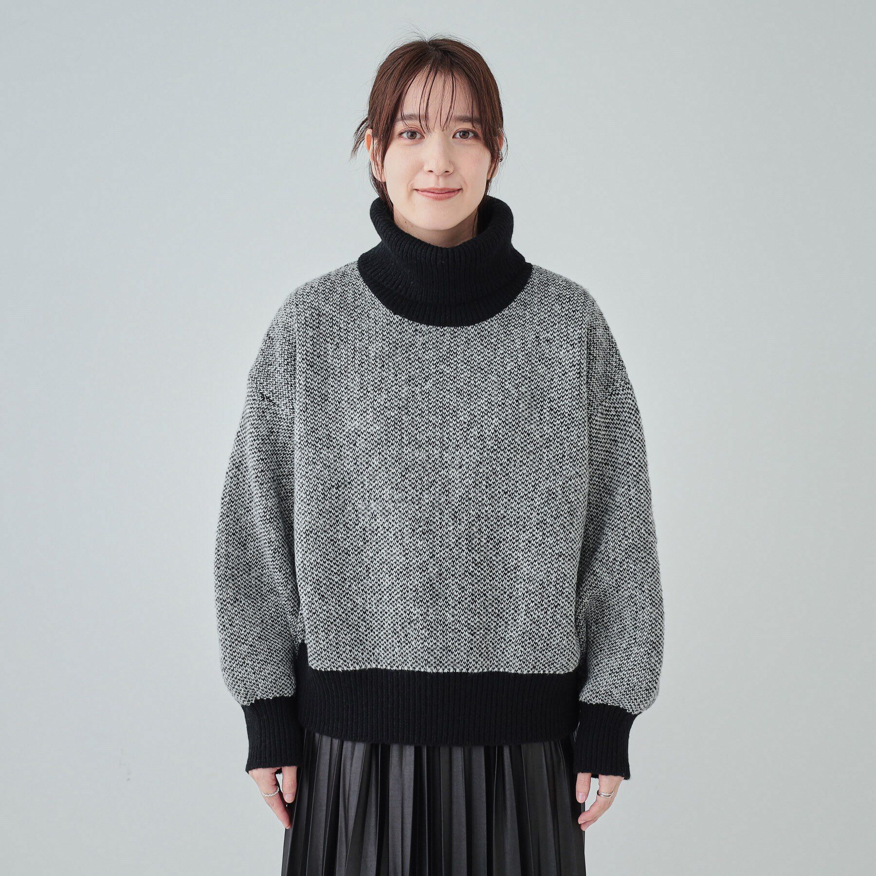 SHOO･LA･RUE「【S-LL】さりげないラメ感 配色ジャカード タートルネックニット」|ニット・セーター|