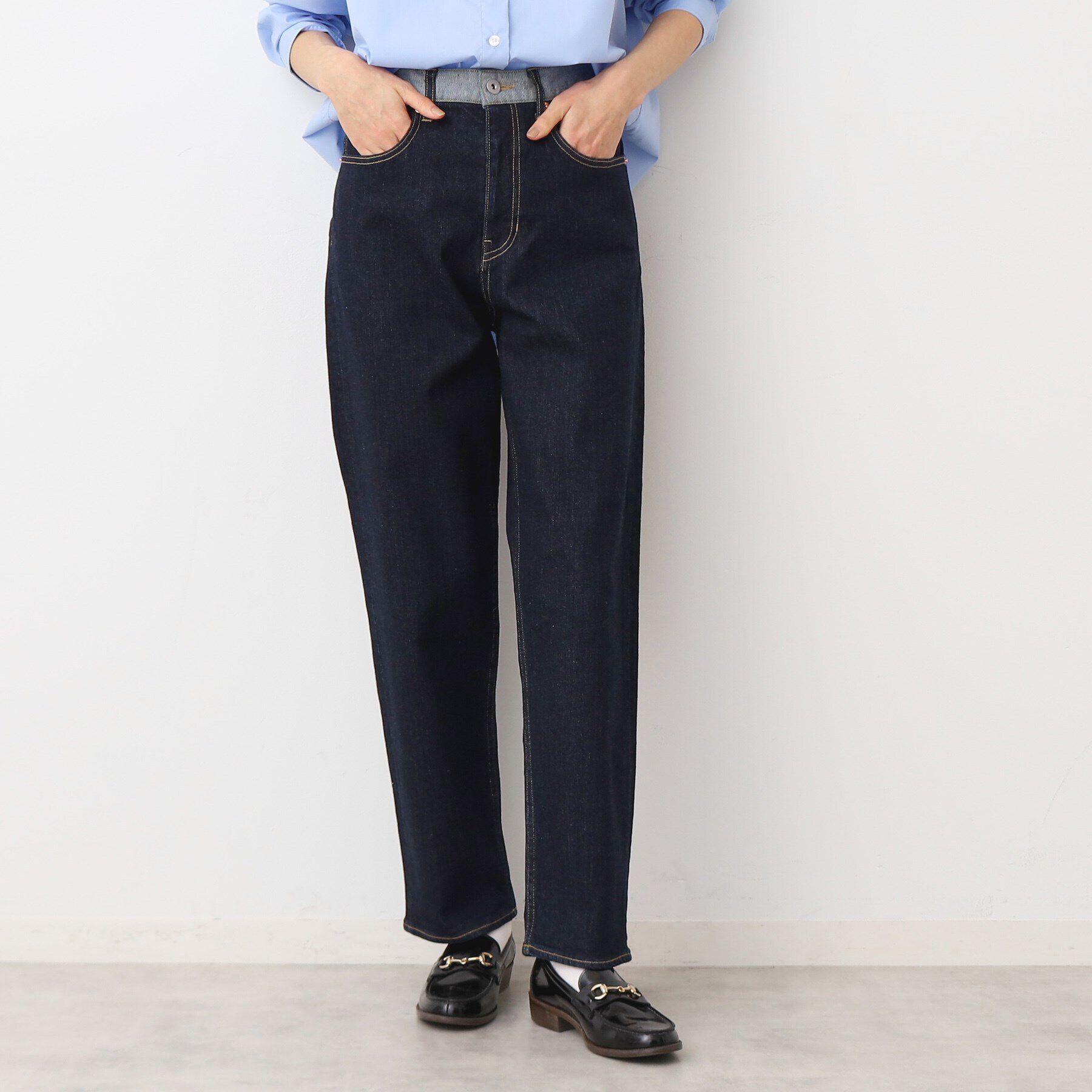 Dessin「【ユニセックス・洗える】テーパードデニムパンツ」|その他|ネイビー(094)