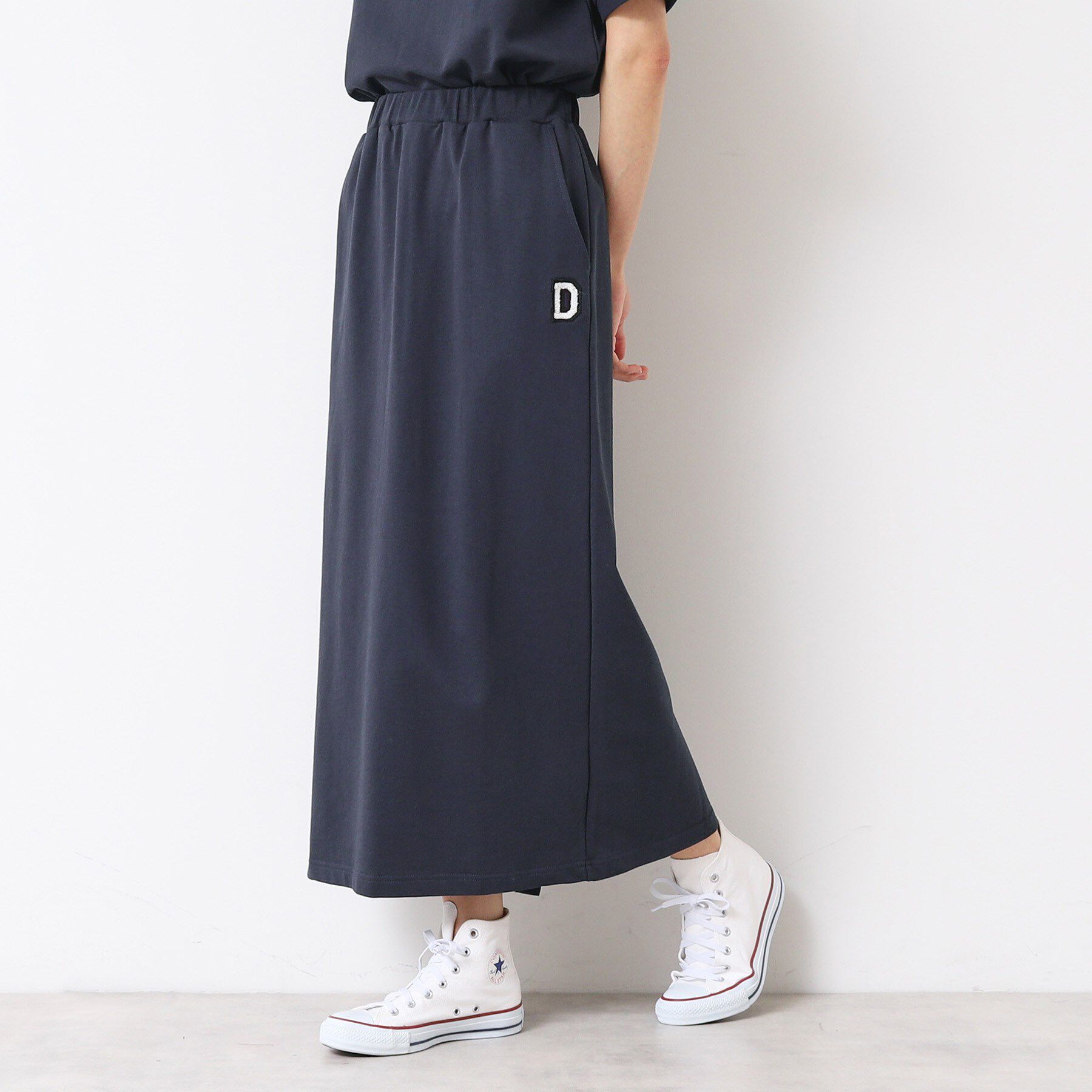 Dessin「【セットアップ可能・ウエストゴム・洗える】ミニ裏毛タイトスカート」|スカート|ネイビー(094)