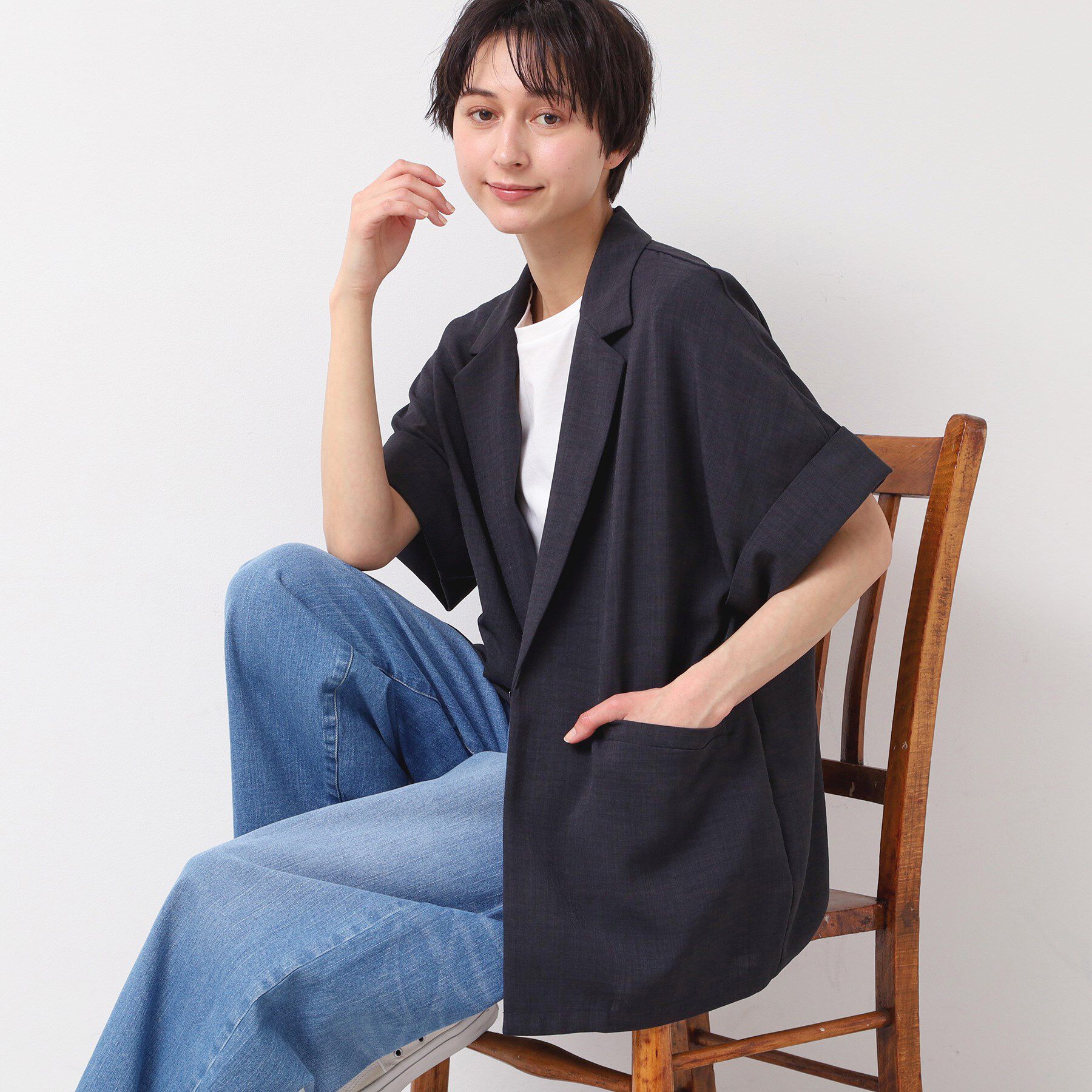 Dessin「【洗える】半袖テーラードジャケット」|テーラードジャケット|