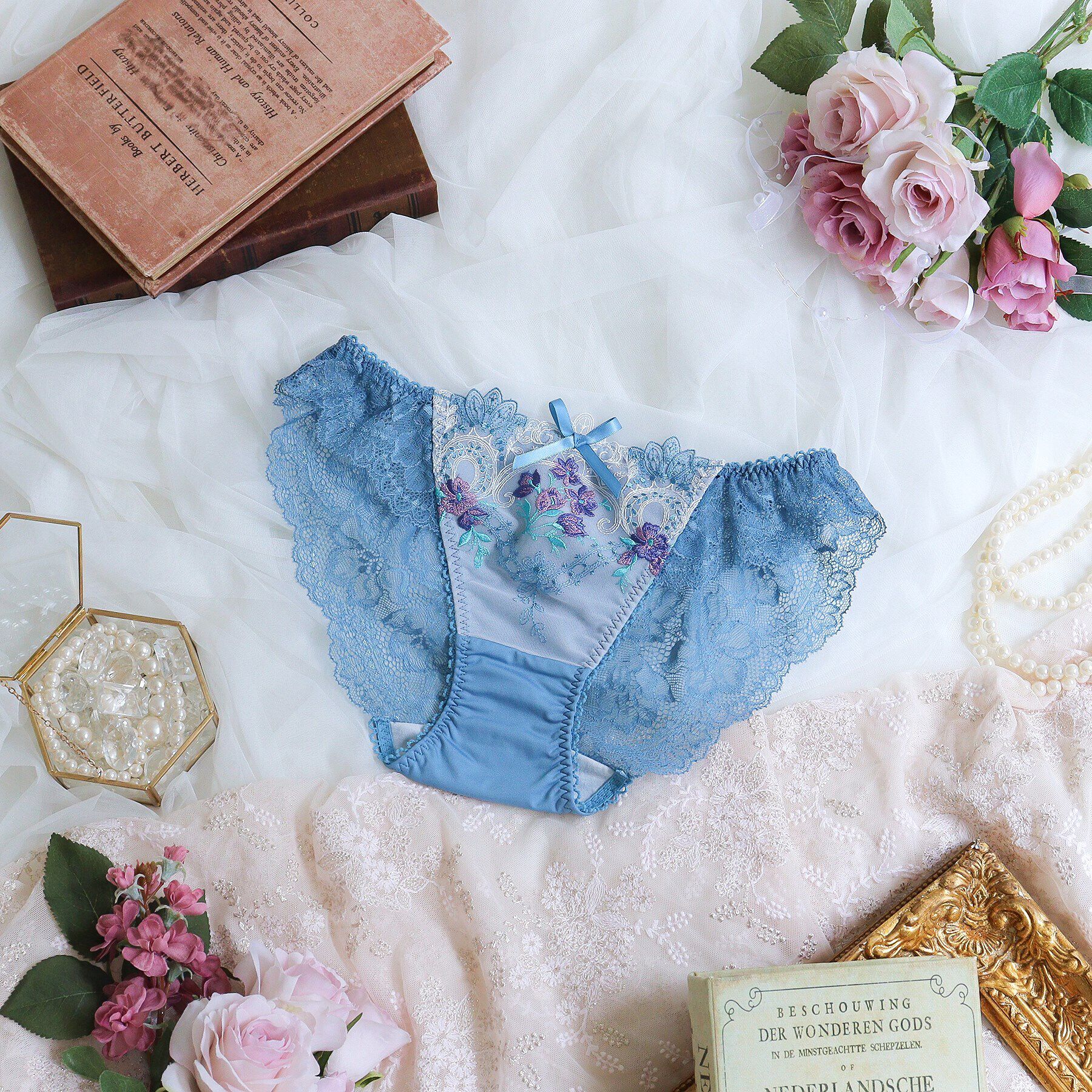 Risa Magli「アリーシャ レースショーツ」|インナー|ブルー(092)