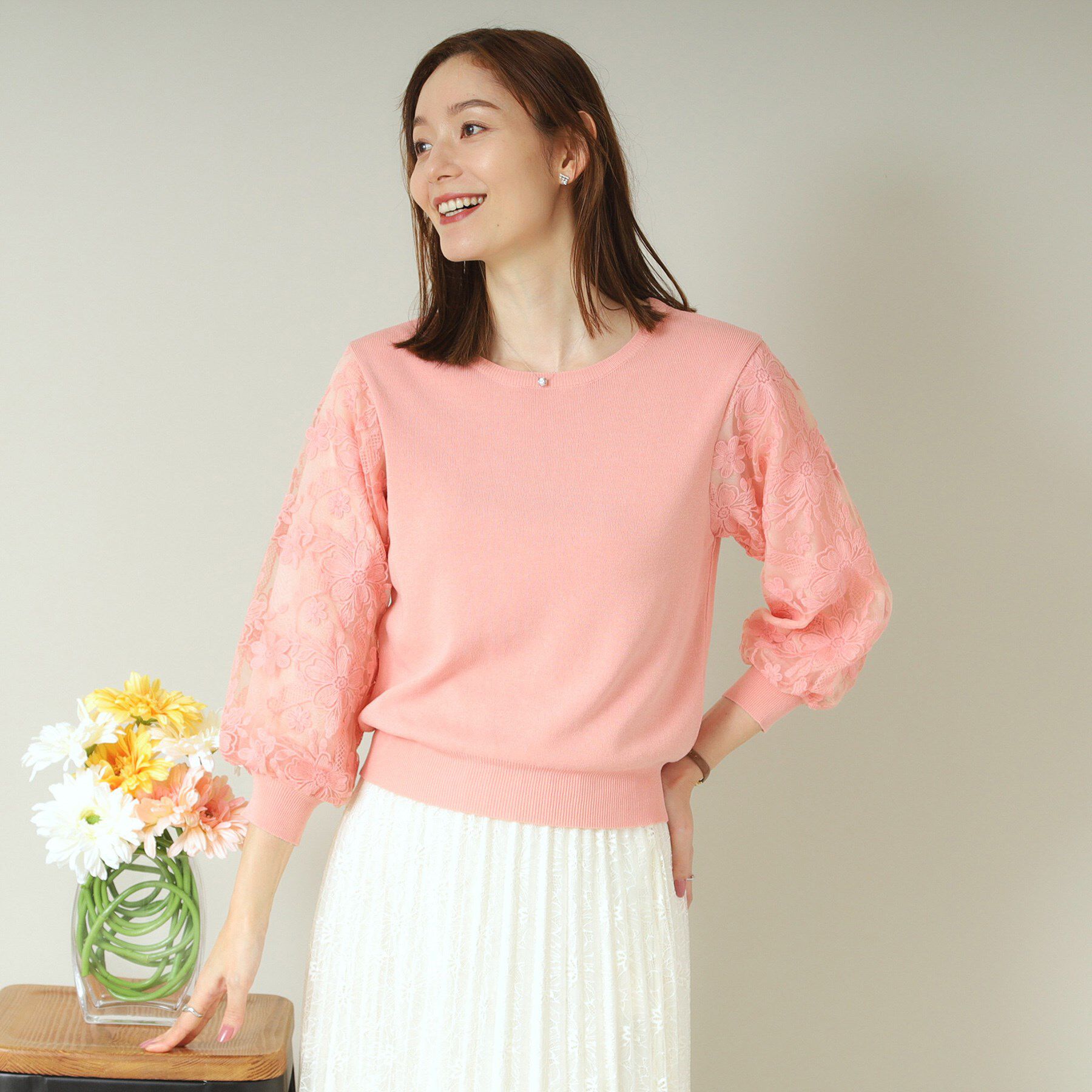 ITS&rsquo;DEMO「【通勤／手洗い可】袖レースニット」|ニット・セーター|
