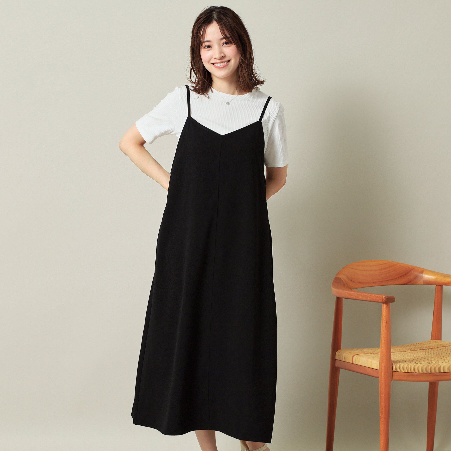 ITS&rsquo;DEMO「【手洗い可／無地・花柄】ジョーゼットキャミワンピ」|ワンピース|