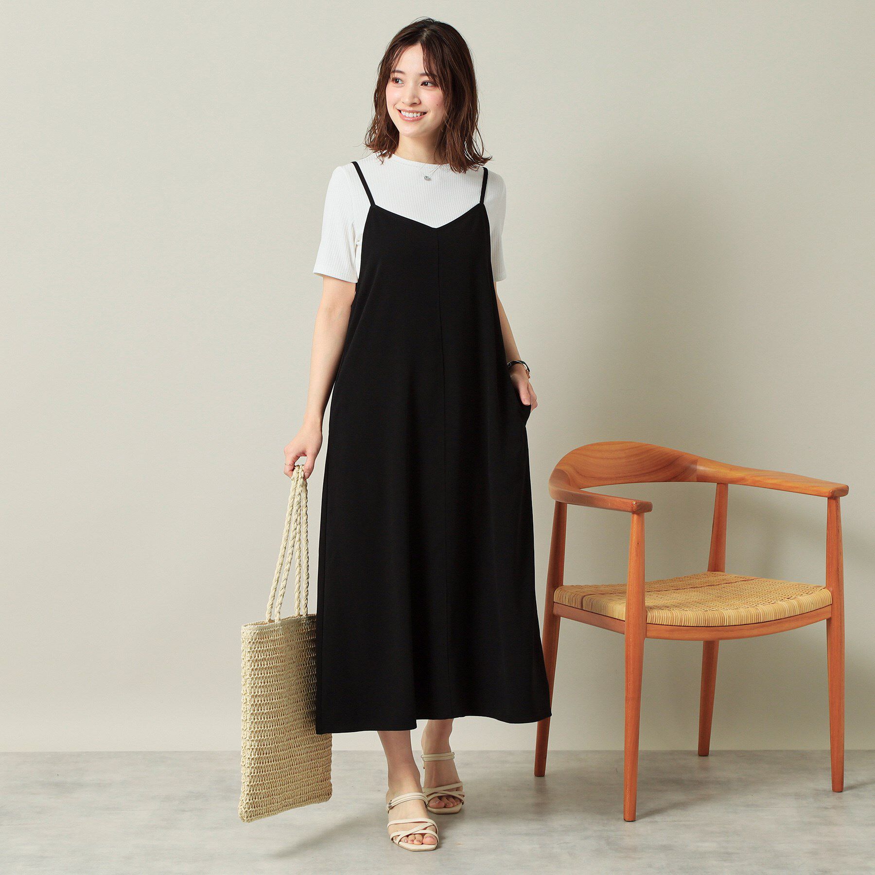 ITS&rsquo;DEMO「【手洗い可／無地・花柄】ジョーゼットキャミワンピ」|ワンピース|