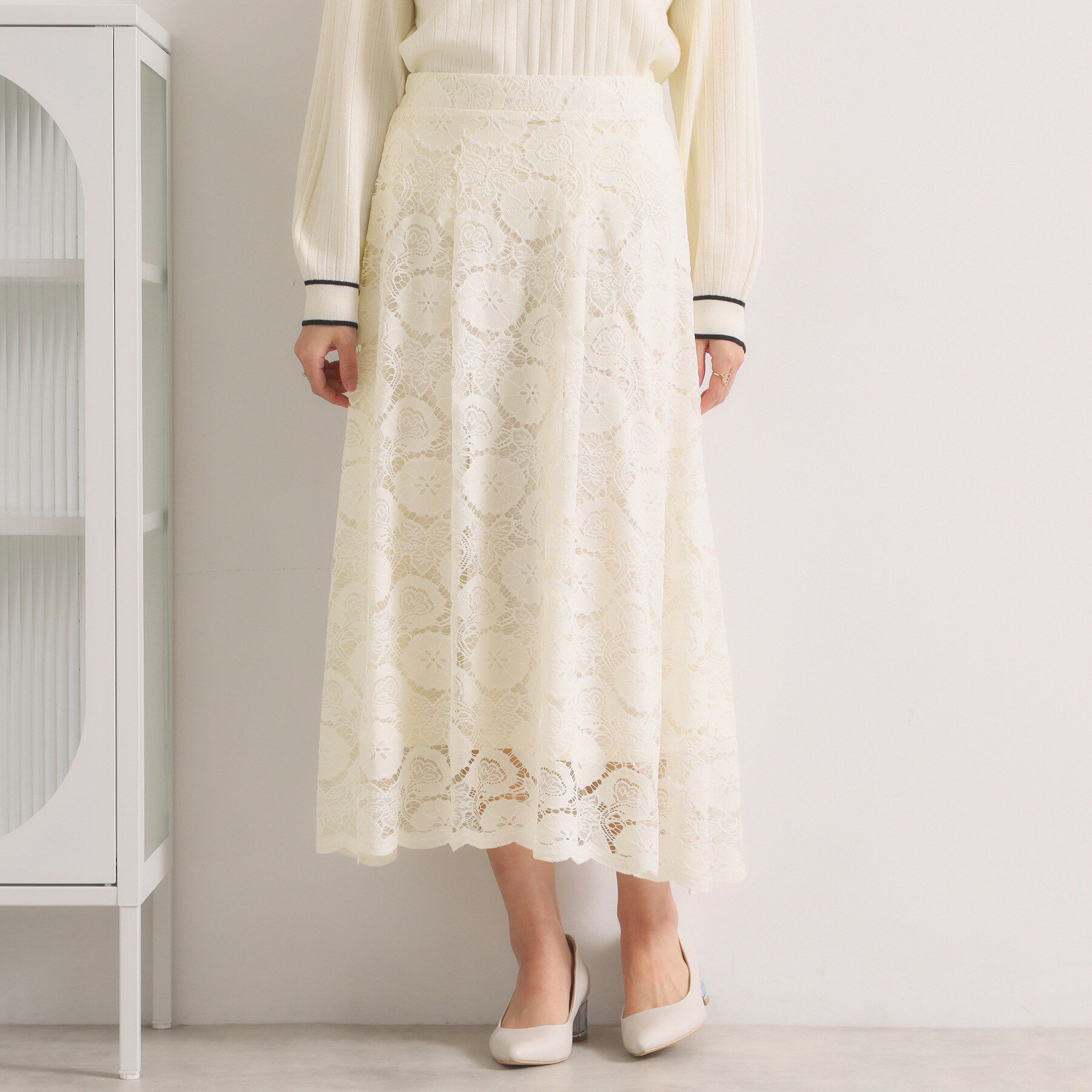 ITS&rsquo;DEMO「【手洗い可／ウエストゴム】レーススカート」|スカート|