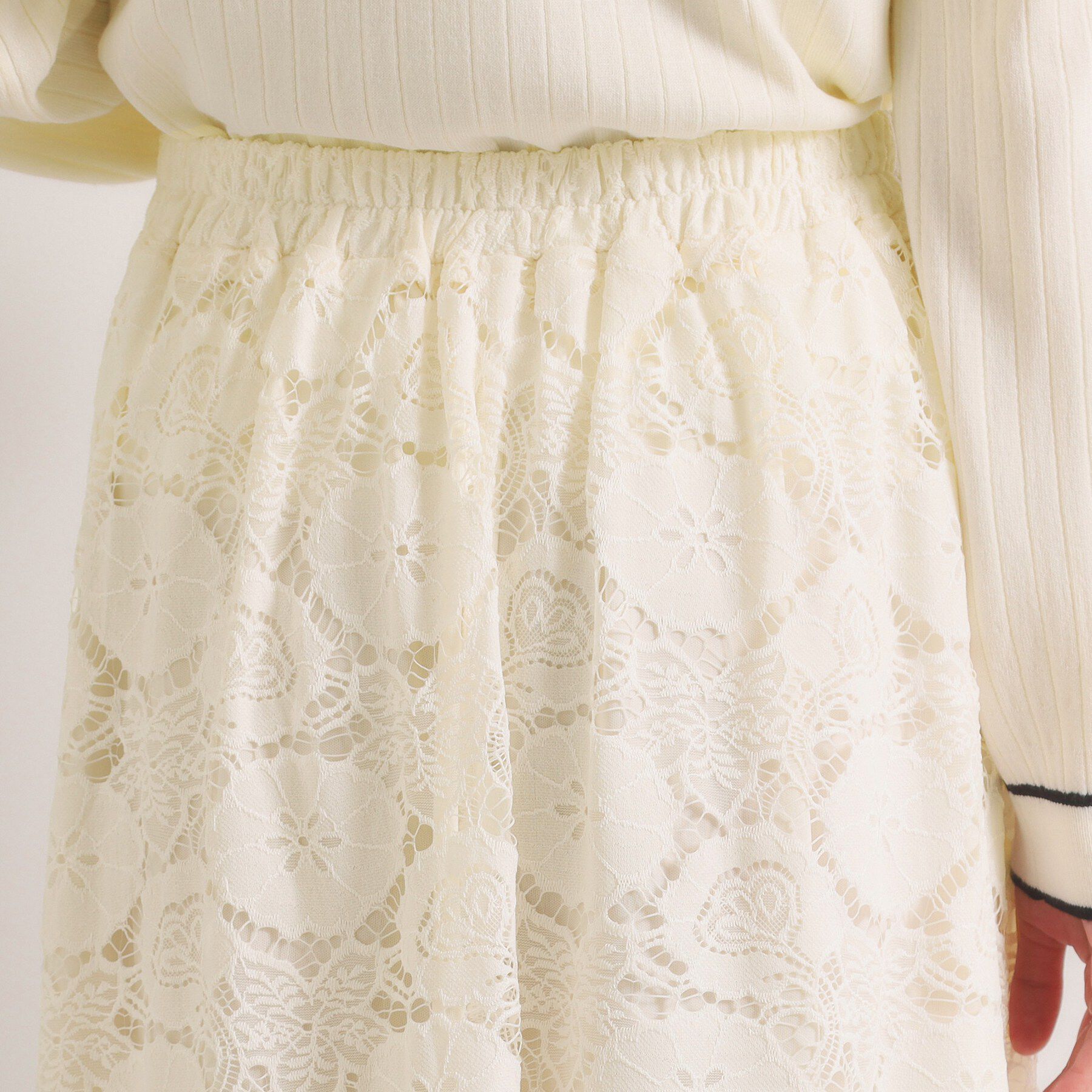 ITS&rsquo;DEMO「【手洗い可／ウエストゴム】レーススカート」|スカート|