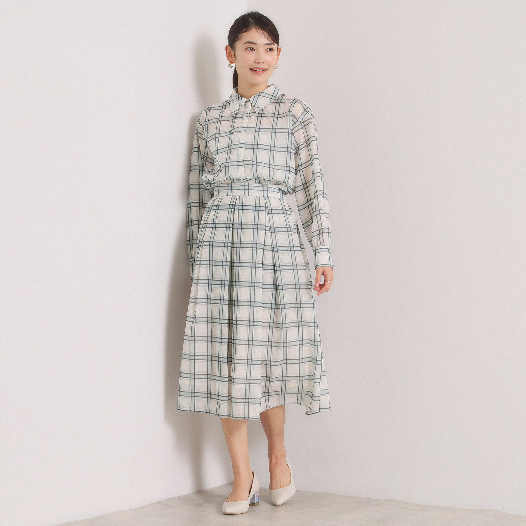 ITS&rsquo;DEMO「【セットアップ可／手洗い可】シアーチェックスカート」|スカート|