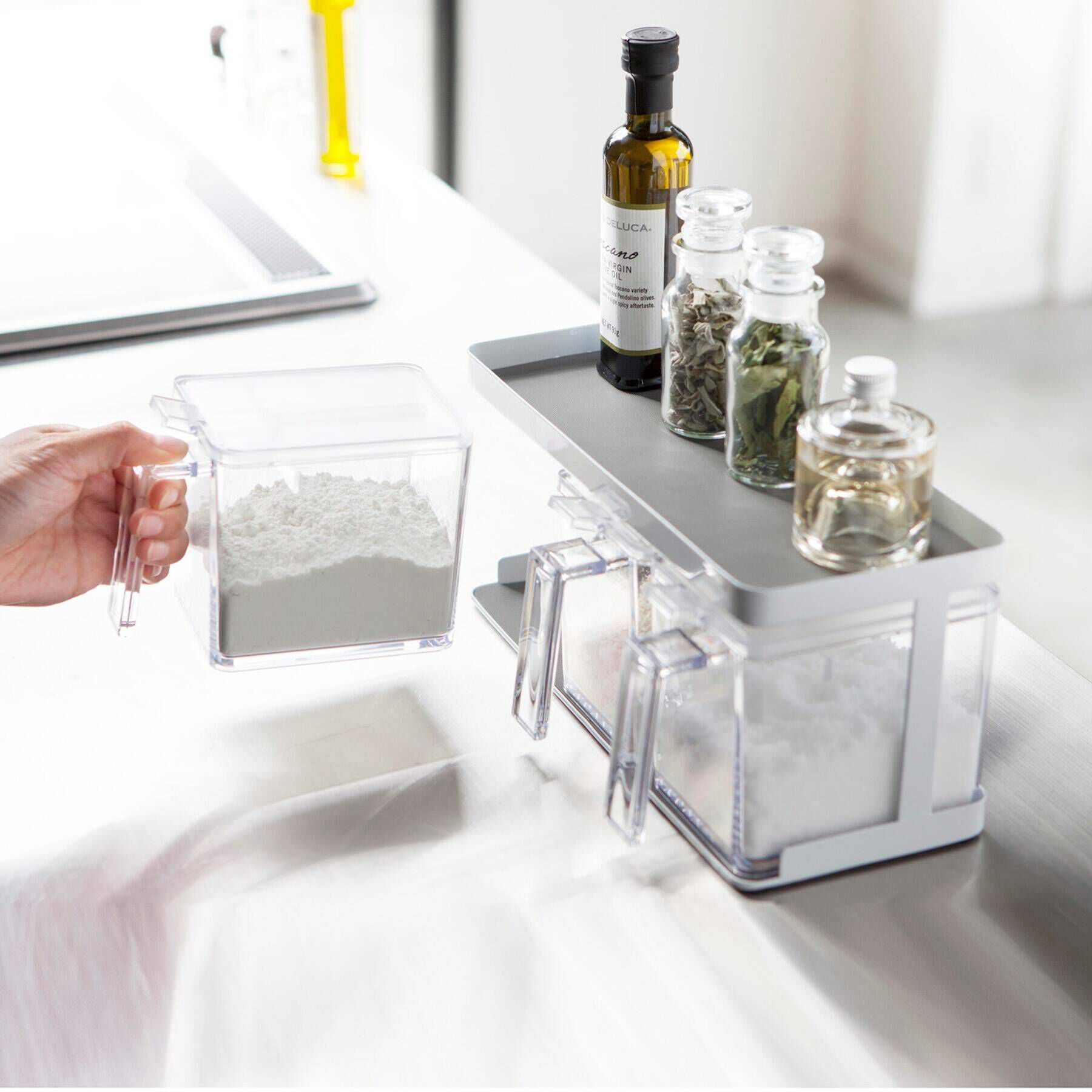 212 KITCHEN STORE「調味料ストッカーラックワイド WH 山崎実業 ＜tower タワー＞」|食器・キッチングッズ|