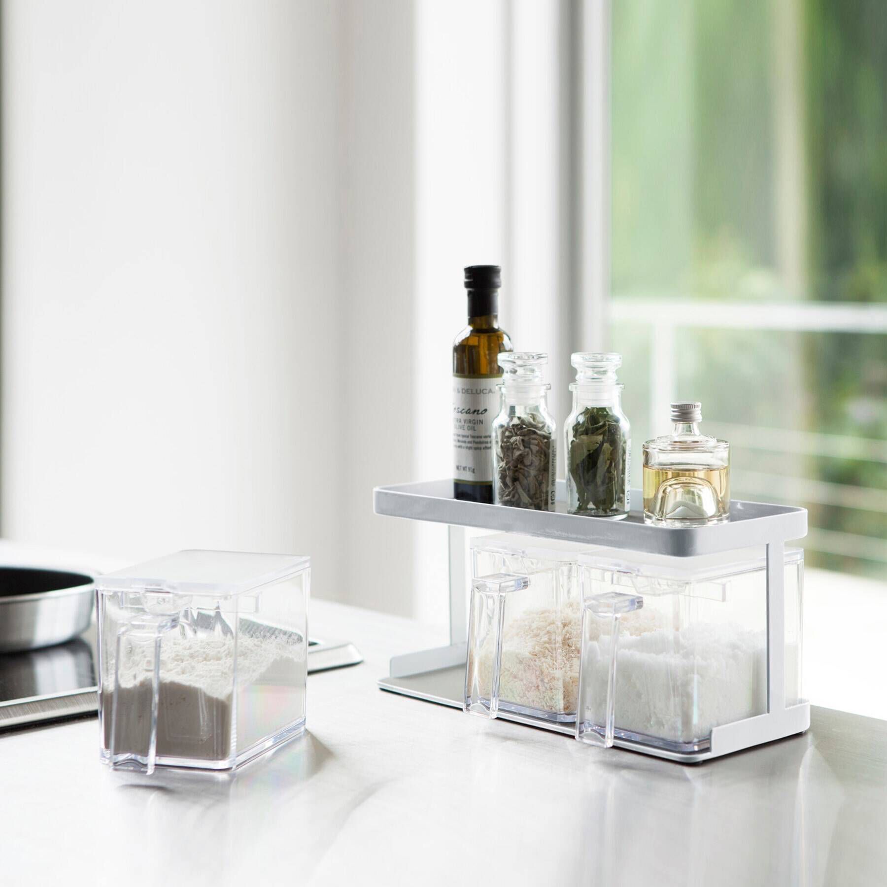 212 KITCHEN STORE「調味料ストッカーラックワイド WH 山崎実業 ＜tower タワー＞」|食器・キッチングッズ|