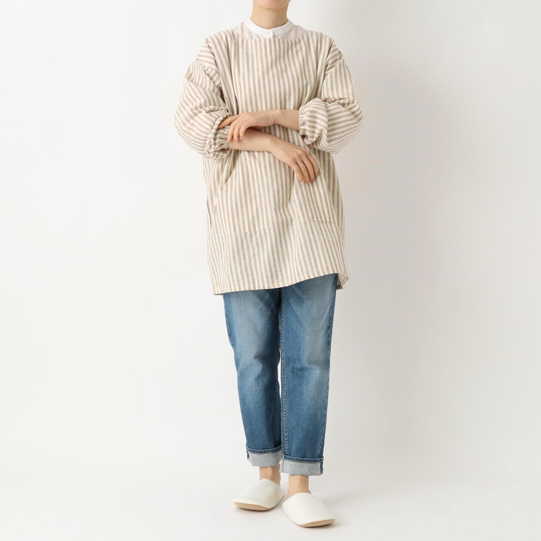 212 KITCHEN STORE「ブロックストライプ リネンコットン スモック NT ＜212Kオリジナル ＞」|食器・キッチングッズ|