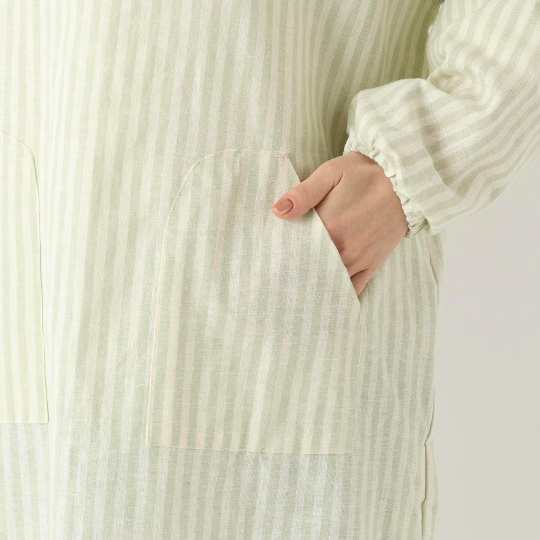 212 KITCHEN STORE「ブロックストライプ リネンコットン スモック LGR ＜212Kオリジナル ＞」|食器・キッチングッズ|